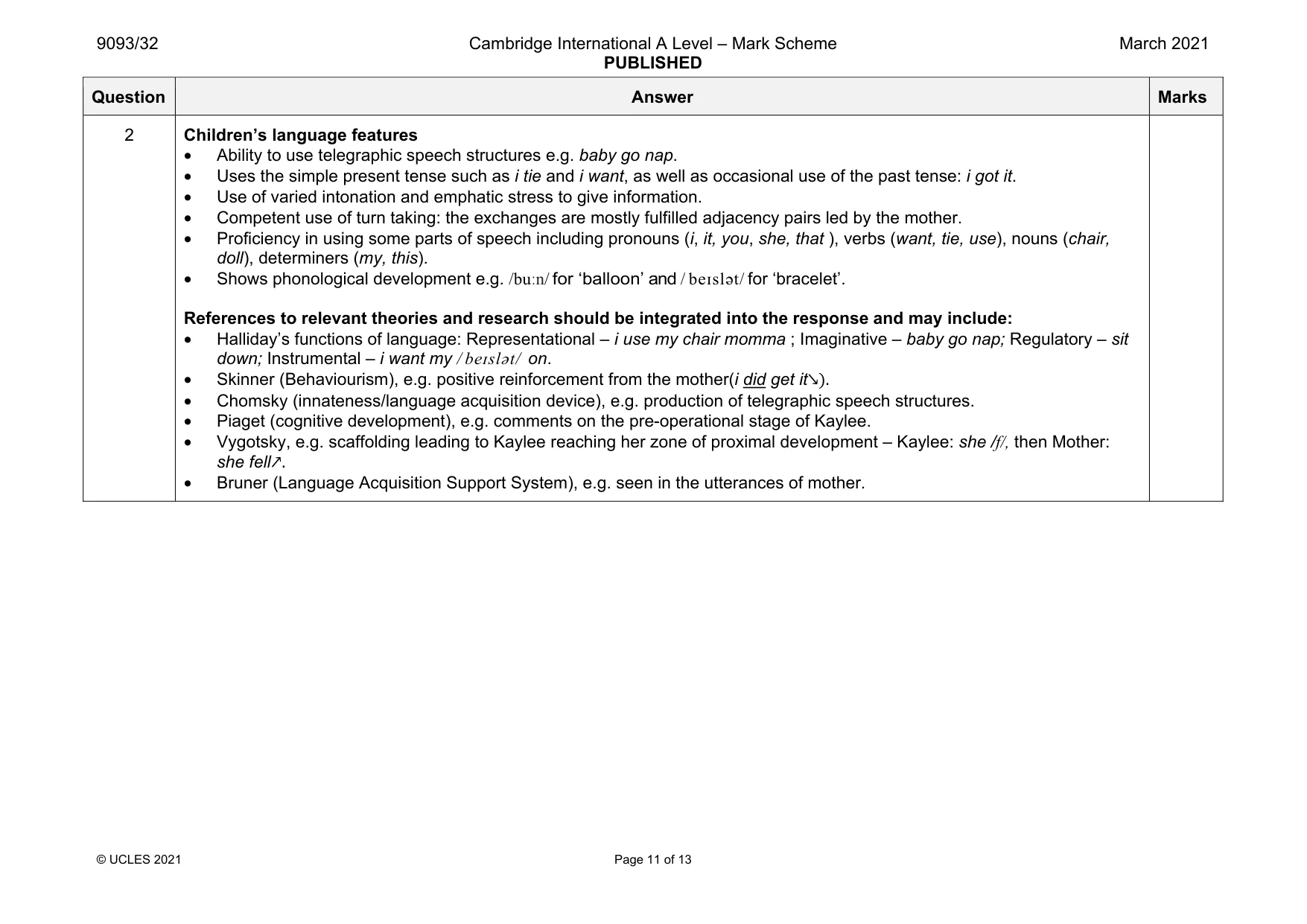 Mark scheme, page 11 of 13
