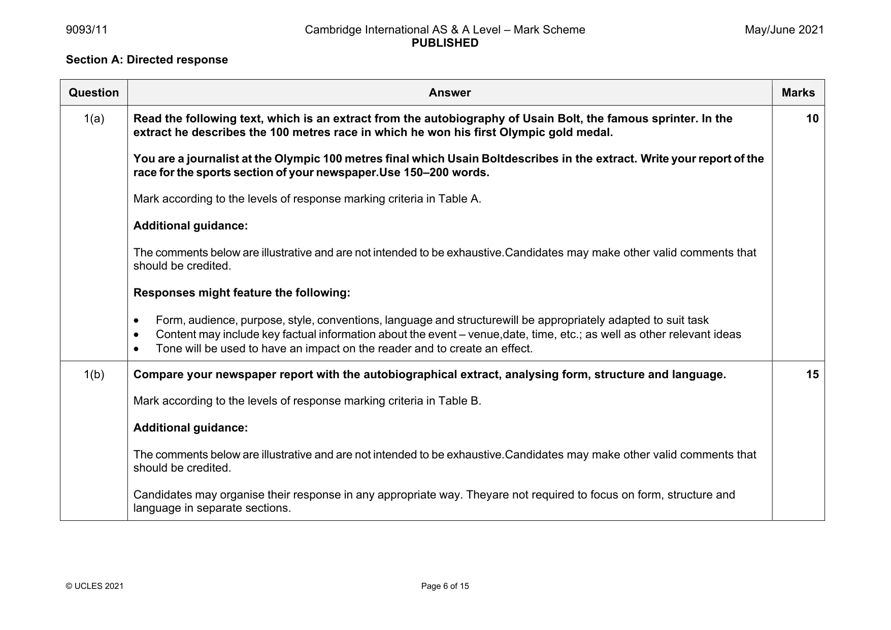 Mark scheme, page 6 of 15