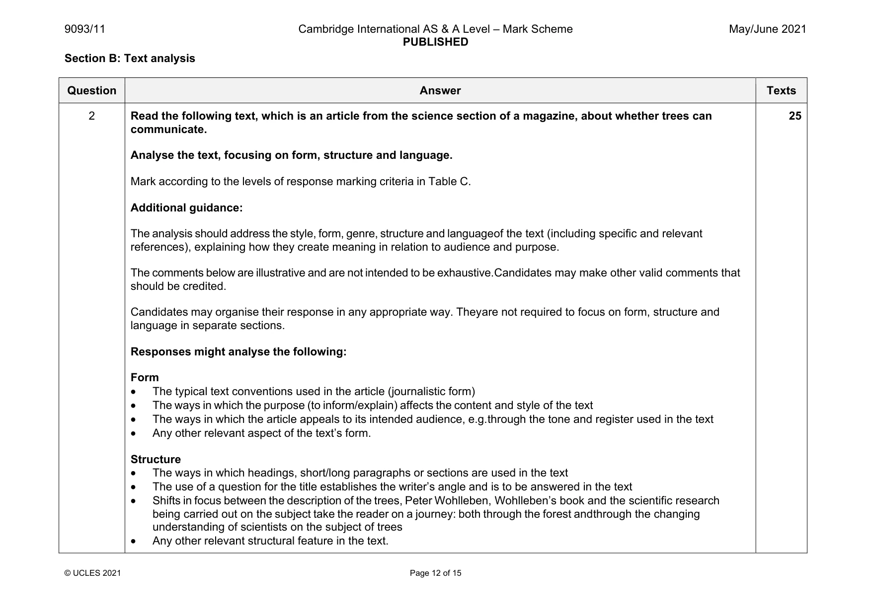 Mark scheme, page 12 of 15