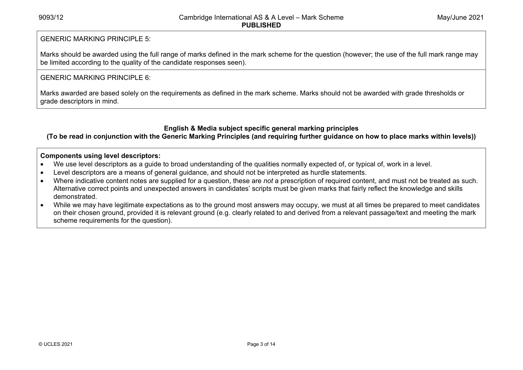 Mark scheme, page 3 of 14