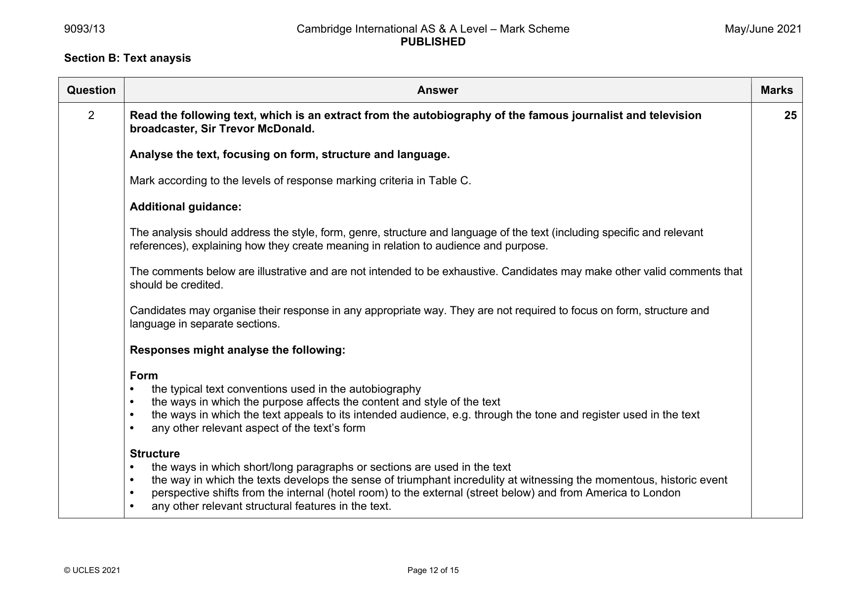Mark scheme, page 12 of 15