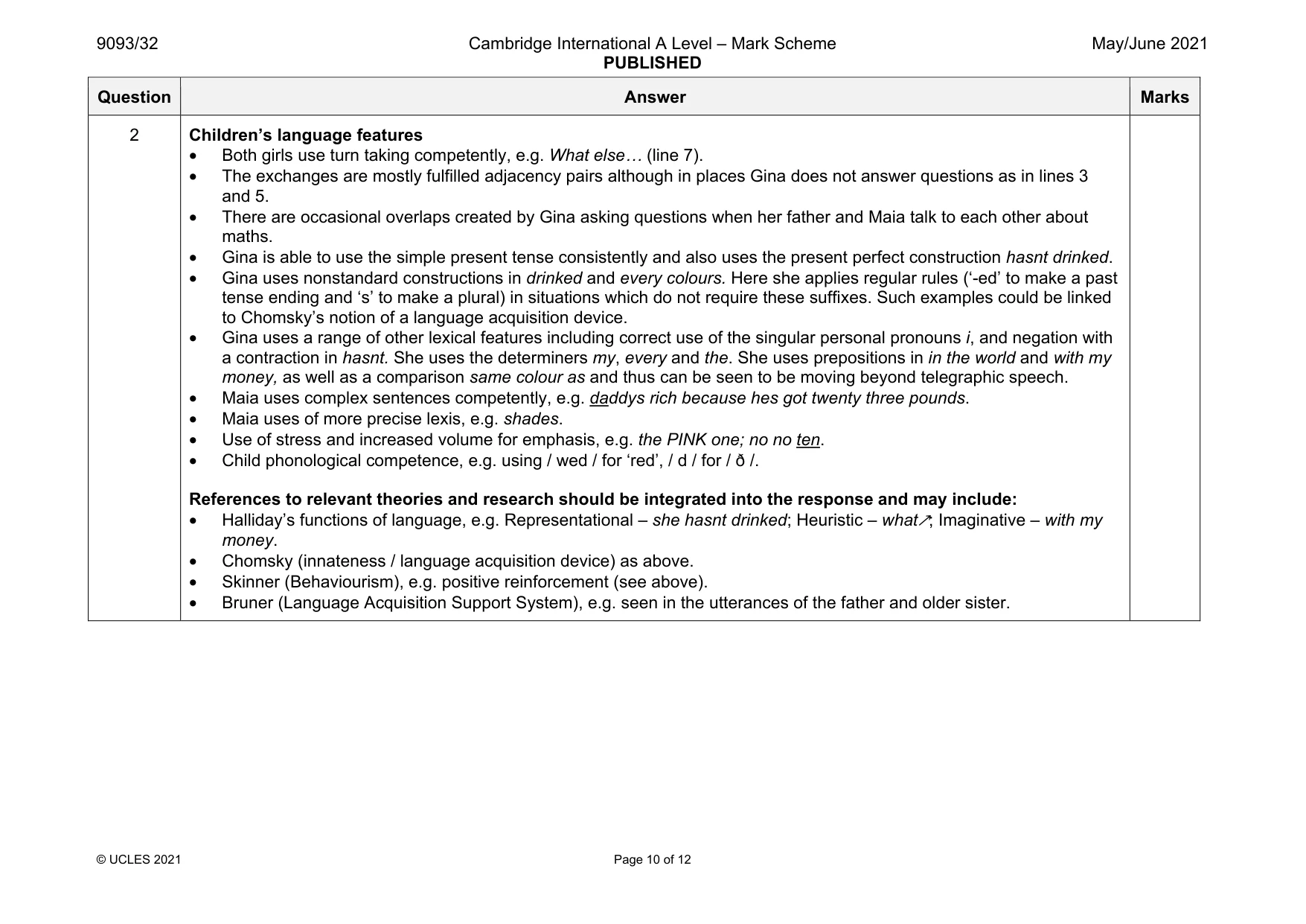 Mark scheme, page 10 of 12