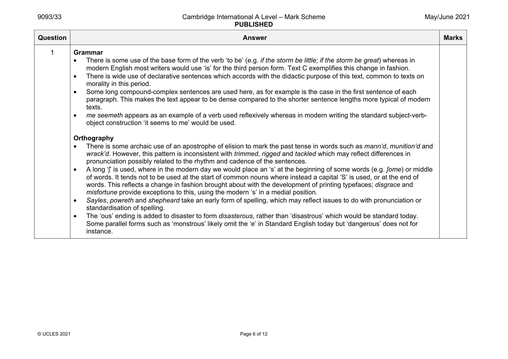Mark scheme, page 6 of 12