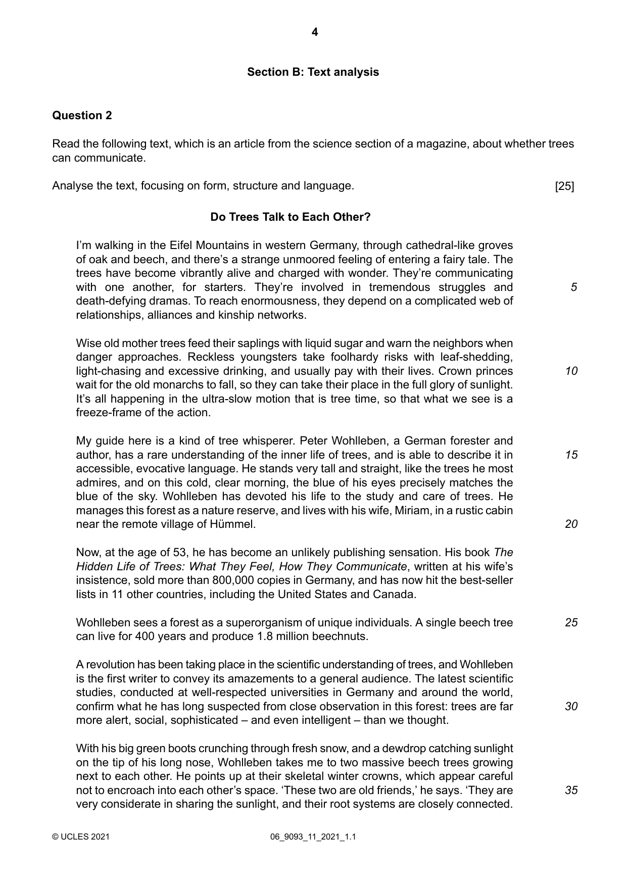Cambridge A Level English - Language AS and A Level (from 2014) 9093 2021 May/June Paper 1 · Variant 1 question paper, page 4 of 8