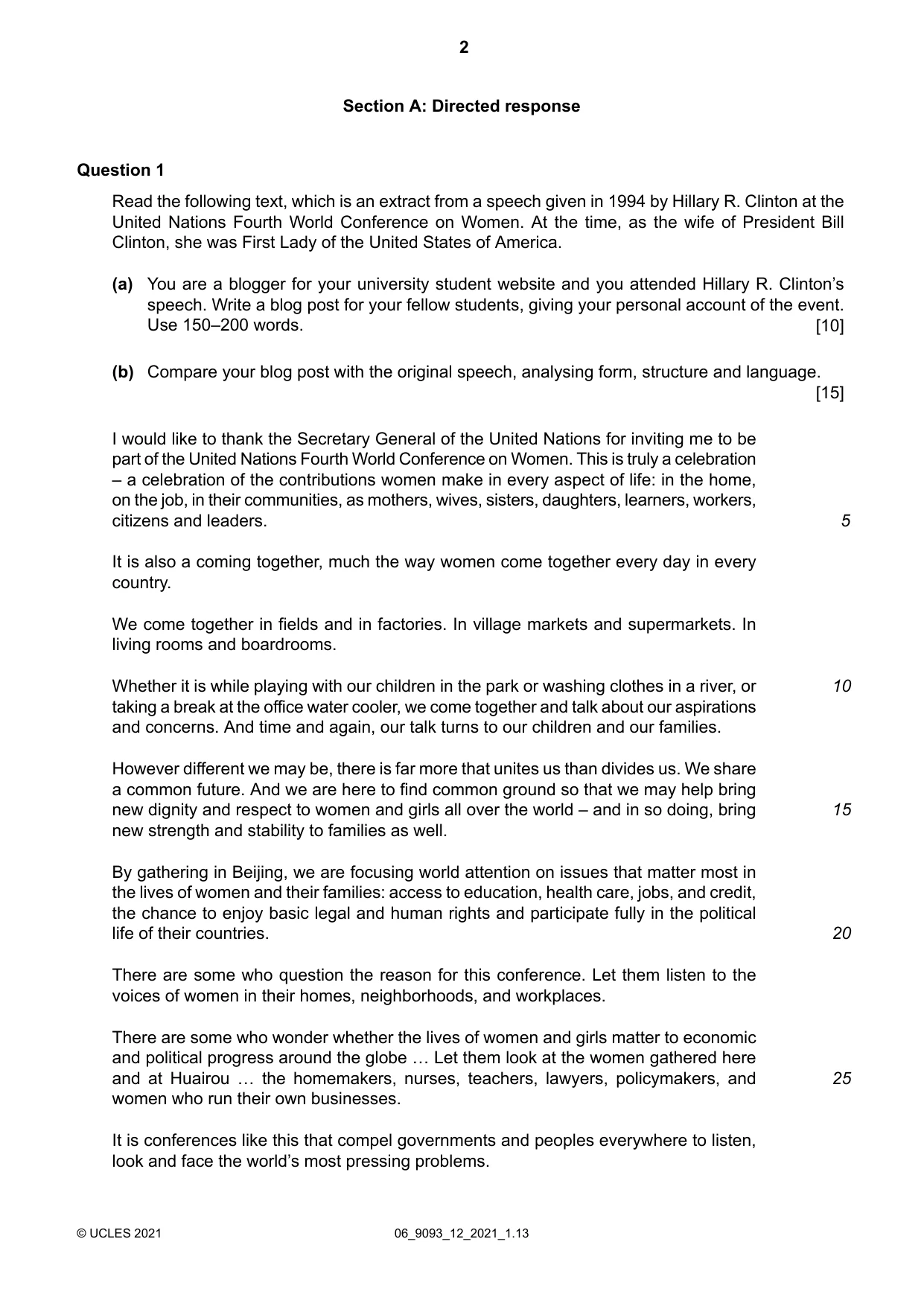 Cambridge A Level English - Language AS and A Level (from 2014) 9093 2021 May/June Paper 1 · Variant 2 question paper, page 2 of 8