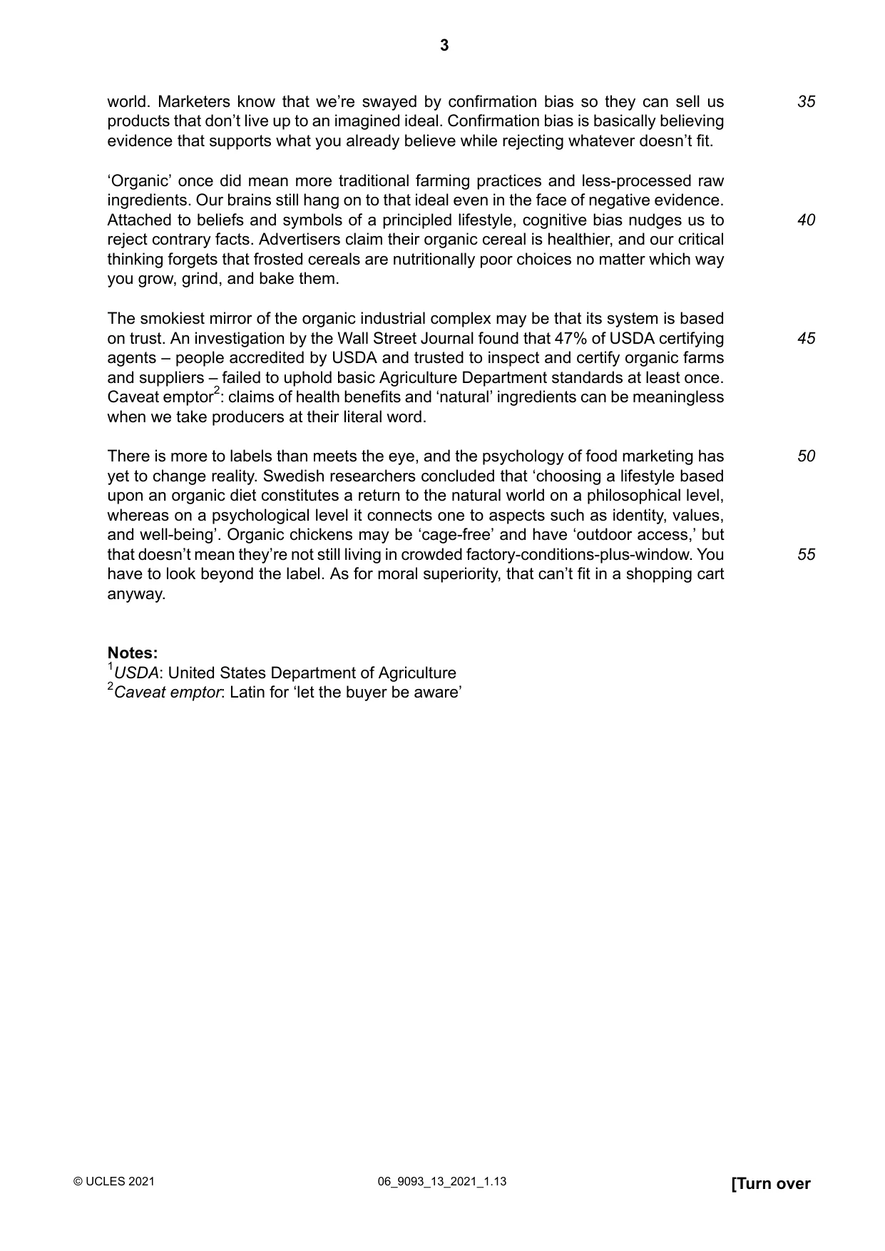 Cambridge A Level English - Language AS and A Level (from 2014) 9093 2021 May/June Paper 1 · Variant 3 question paper, page 3 of 8