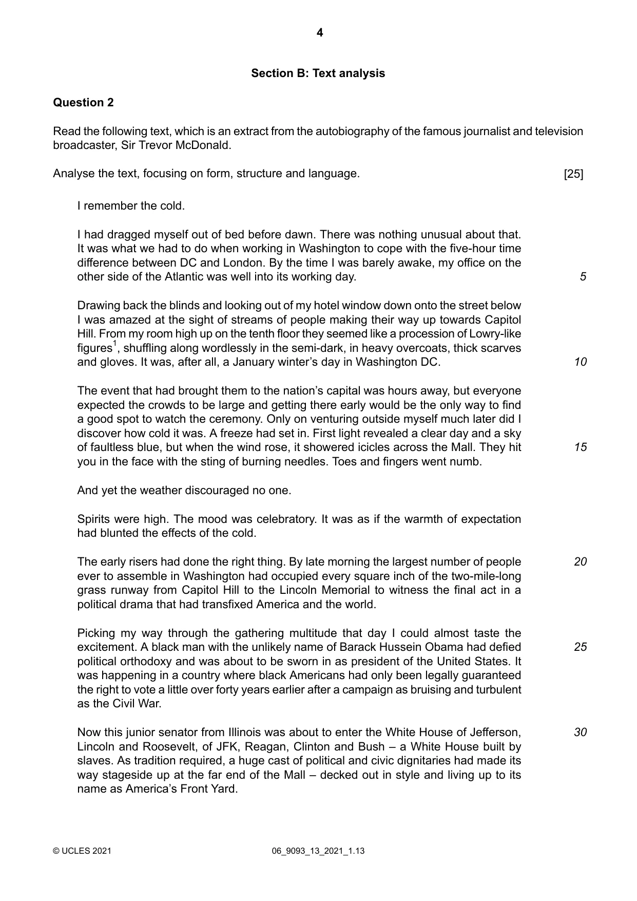 Cambridge A Level English - Language AS and A Level (from 2014) 9093 2021 May/June Paper 1 · Variant 3 question paper, page 4 of 8
