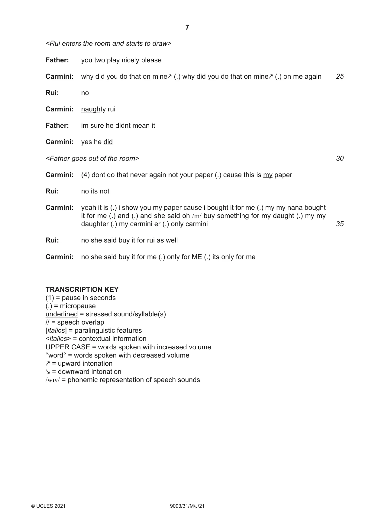 Cambridge A Level English - Language AS and A Level (from 2014) 9093 2021 May/June Paper 3 · Variant 1 question paper, page 7 of 8