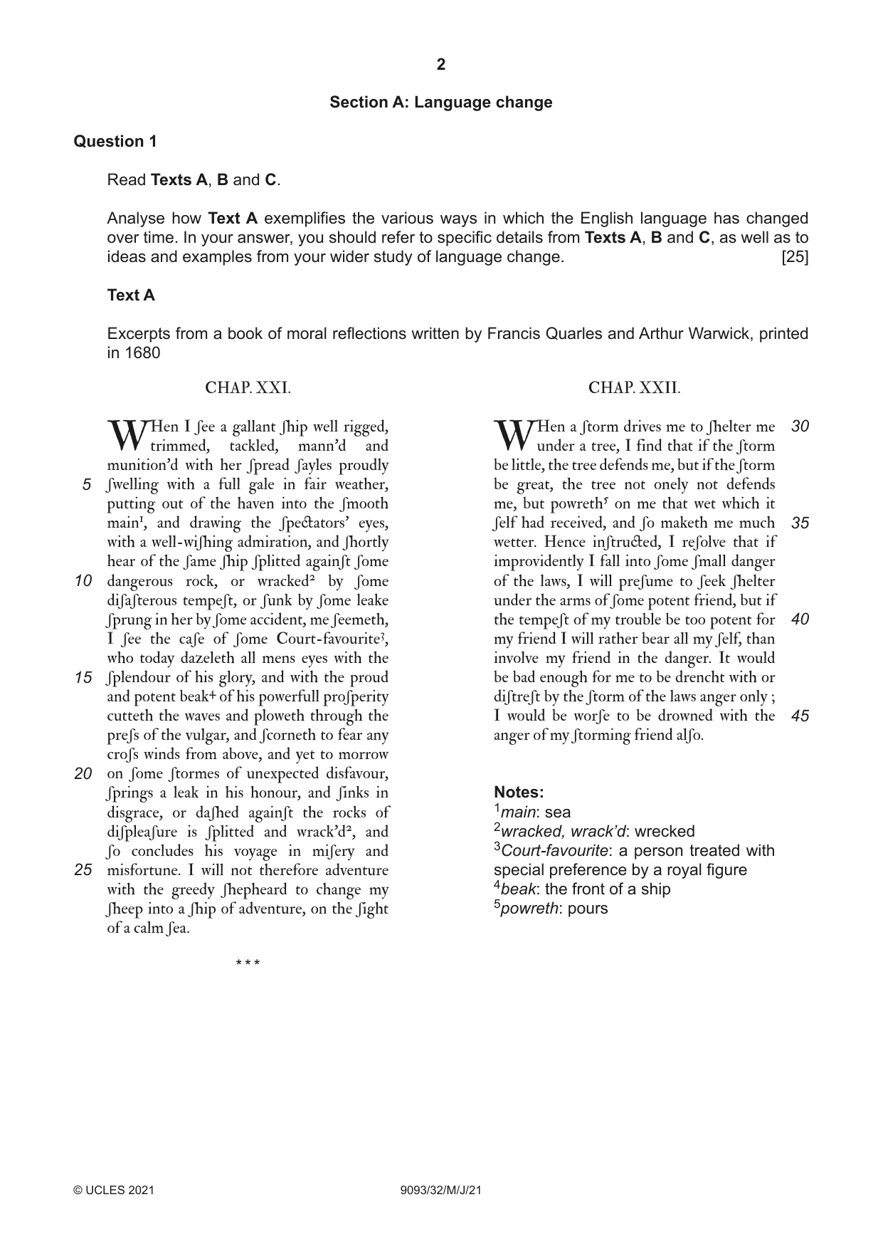 Cambridge A Level English - Language AS and A Level (from 2014) 9093 2021 May/June Paper 3 · Variant 2 question paper, page 2 of 8