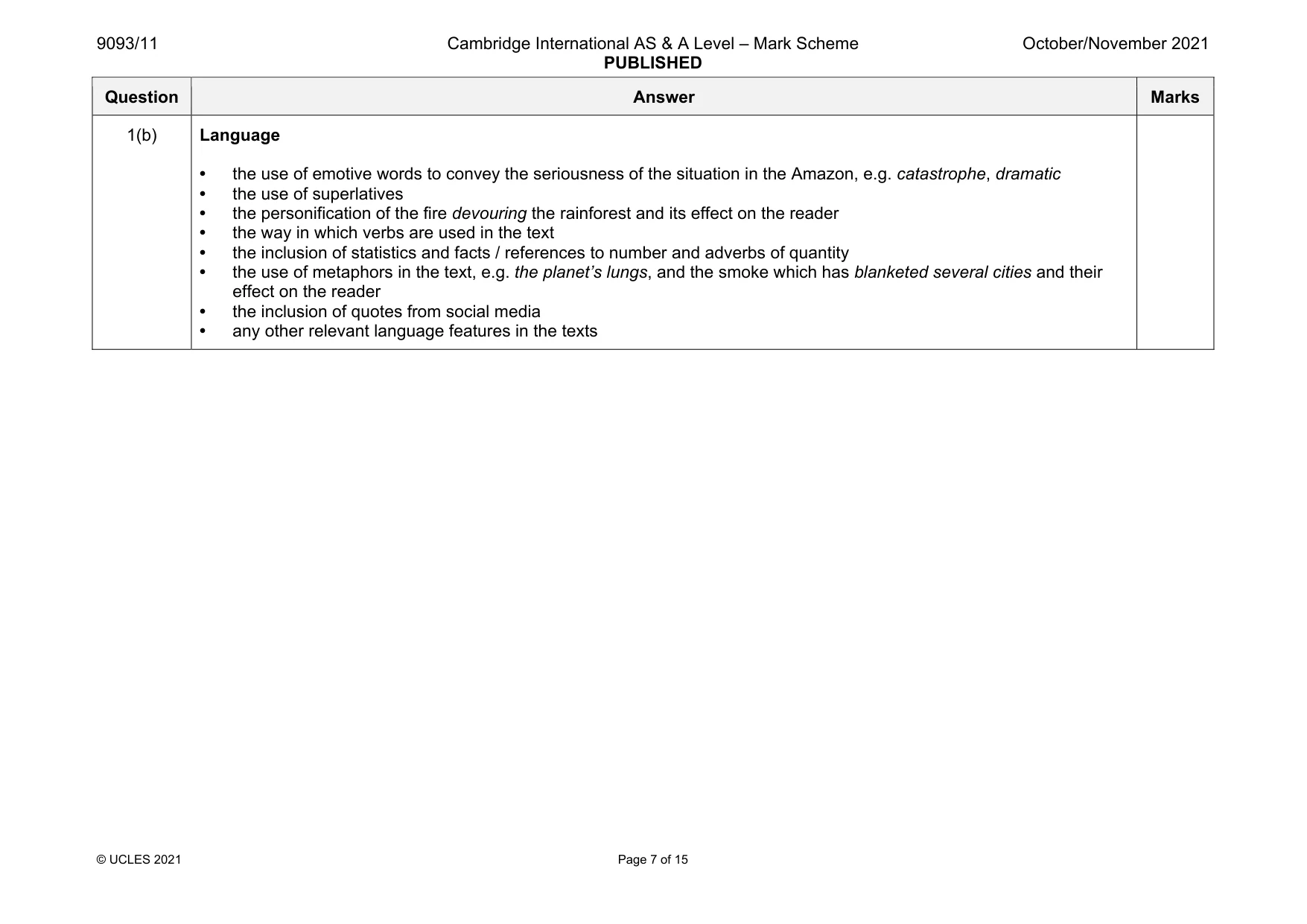Mark scheme, page 7 of 15