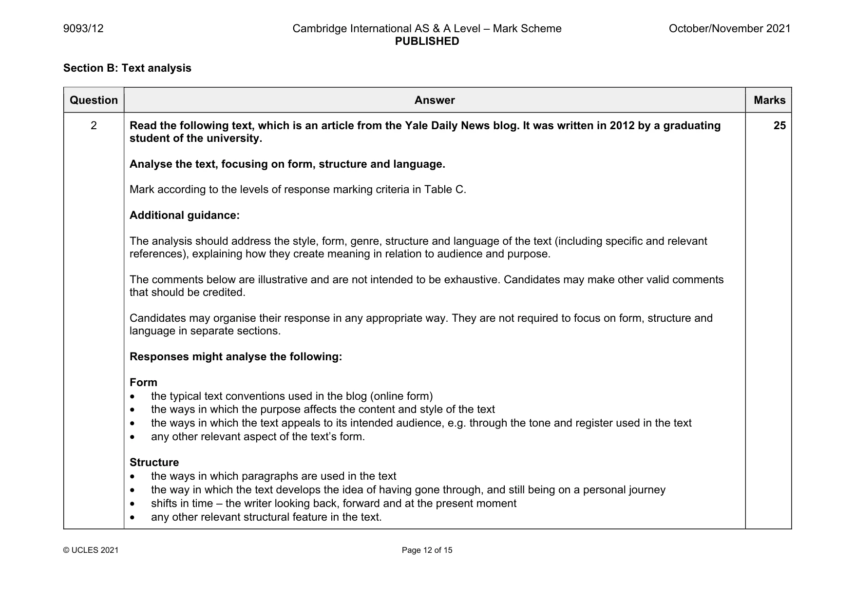Mark scheme, page 12 of 15