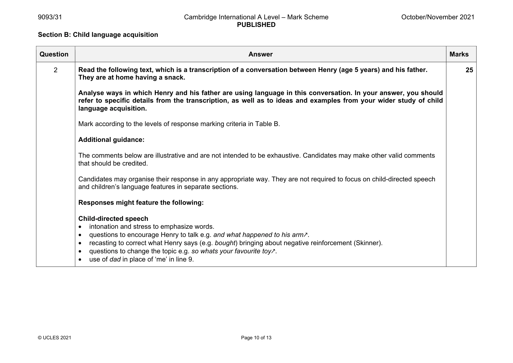 Mark scheme, page 10 of 13