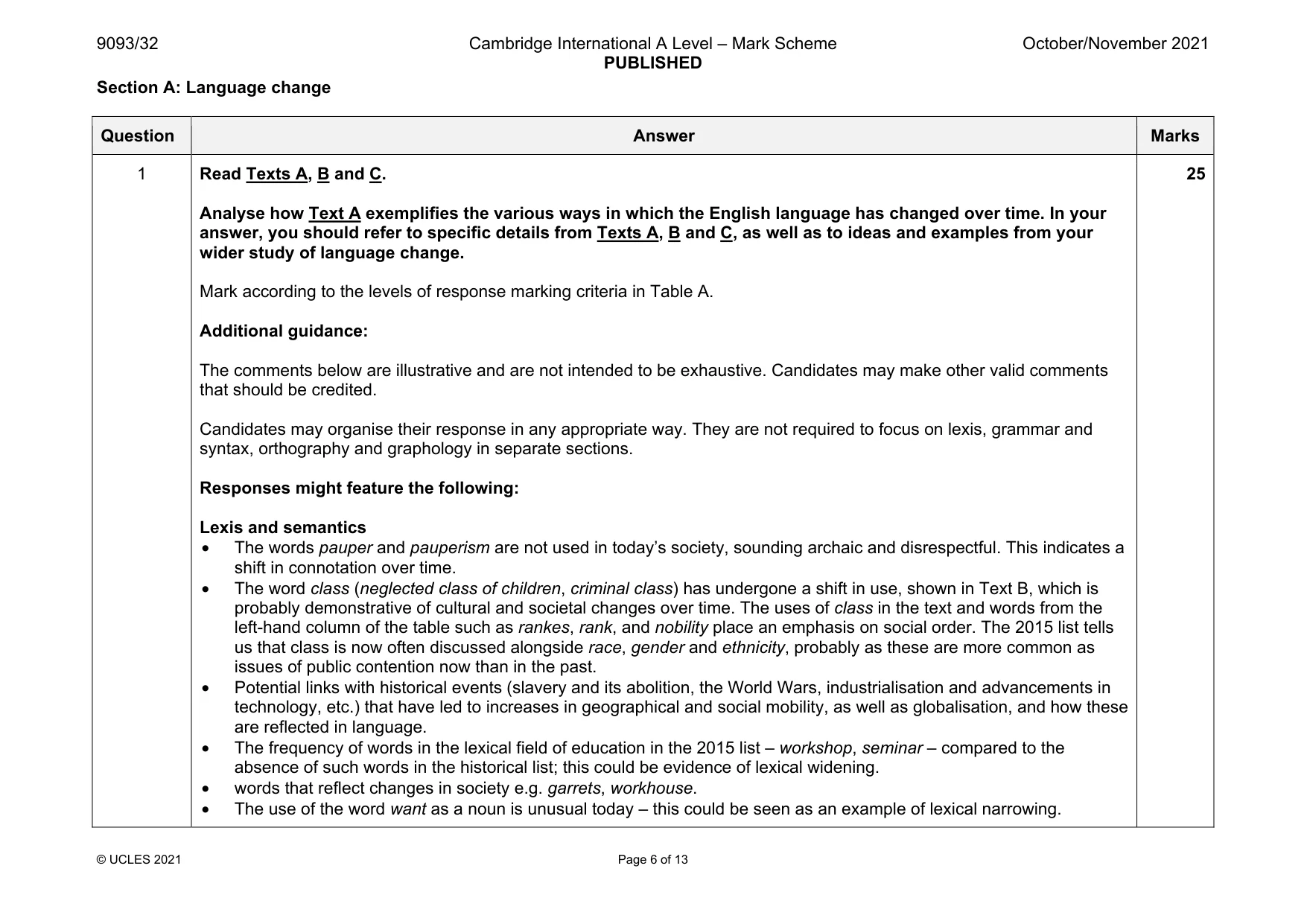 Mark scheme, page 6 of 13