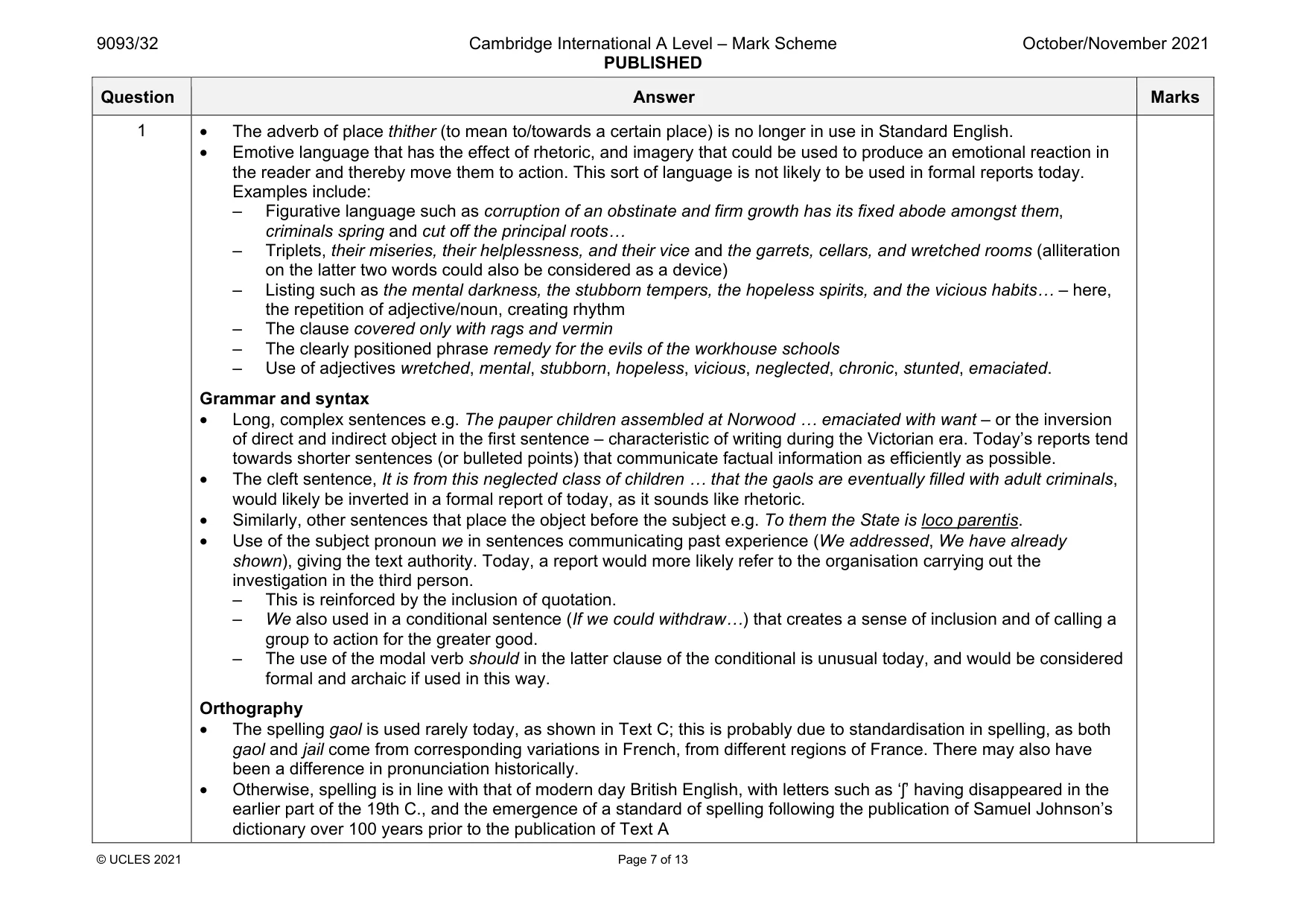Mark scheme, page 7 of 13