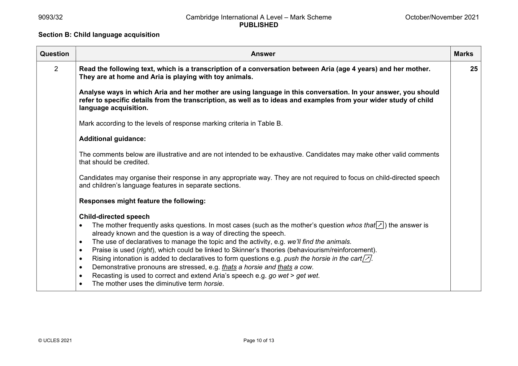 Mark scheme, page 10 of 13