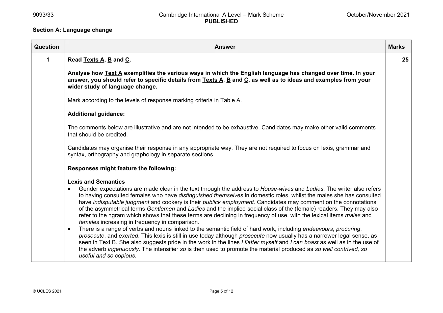 Mark scheme, page 5 of 12