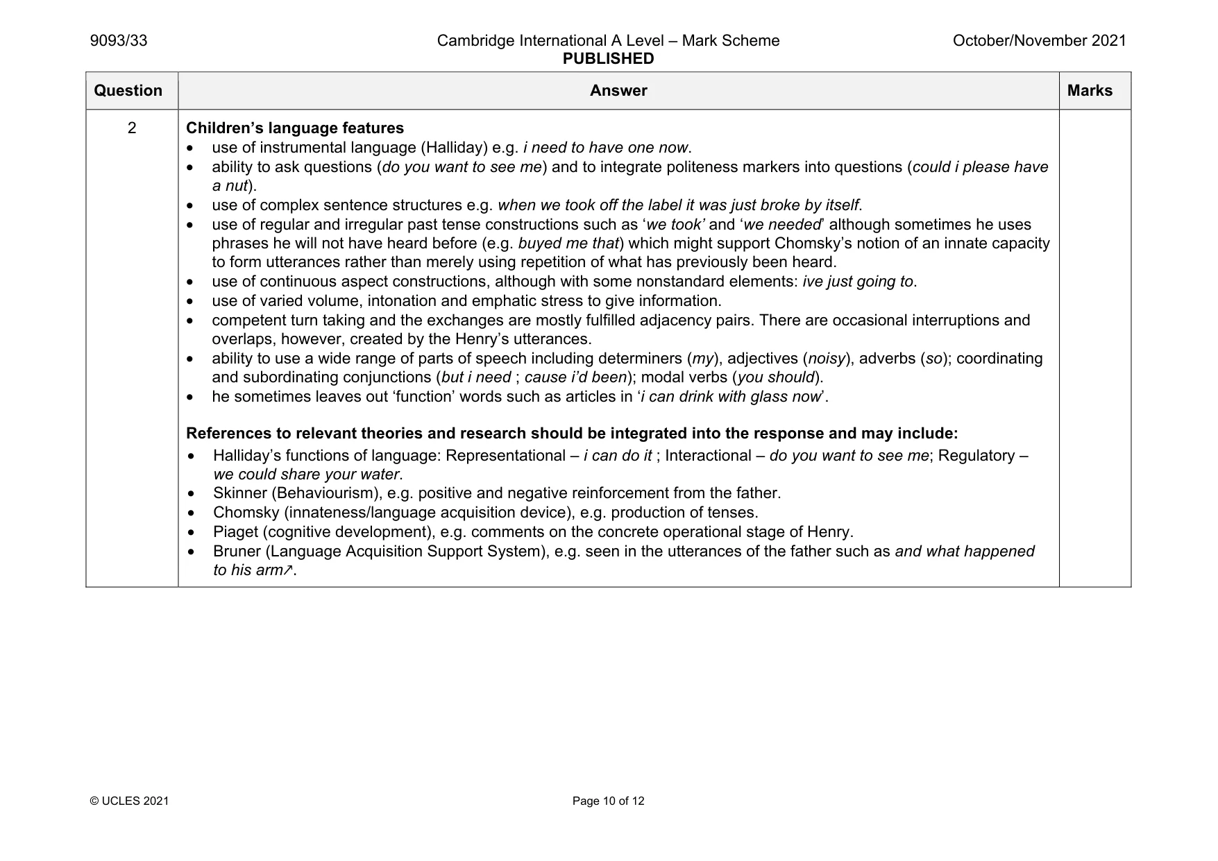 Mark scheme, page 10 of 12