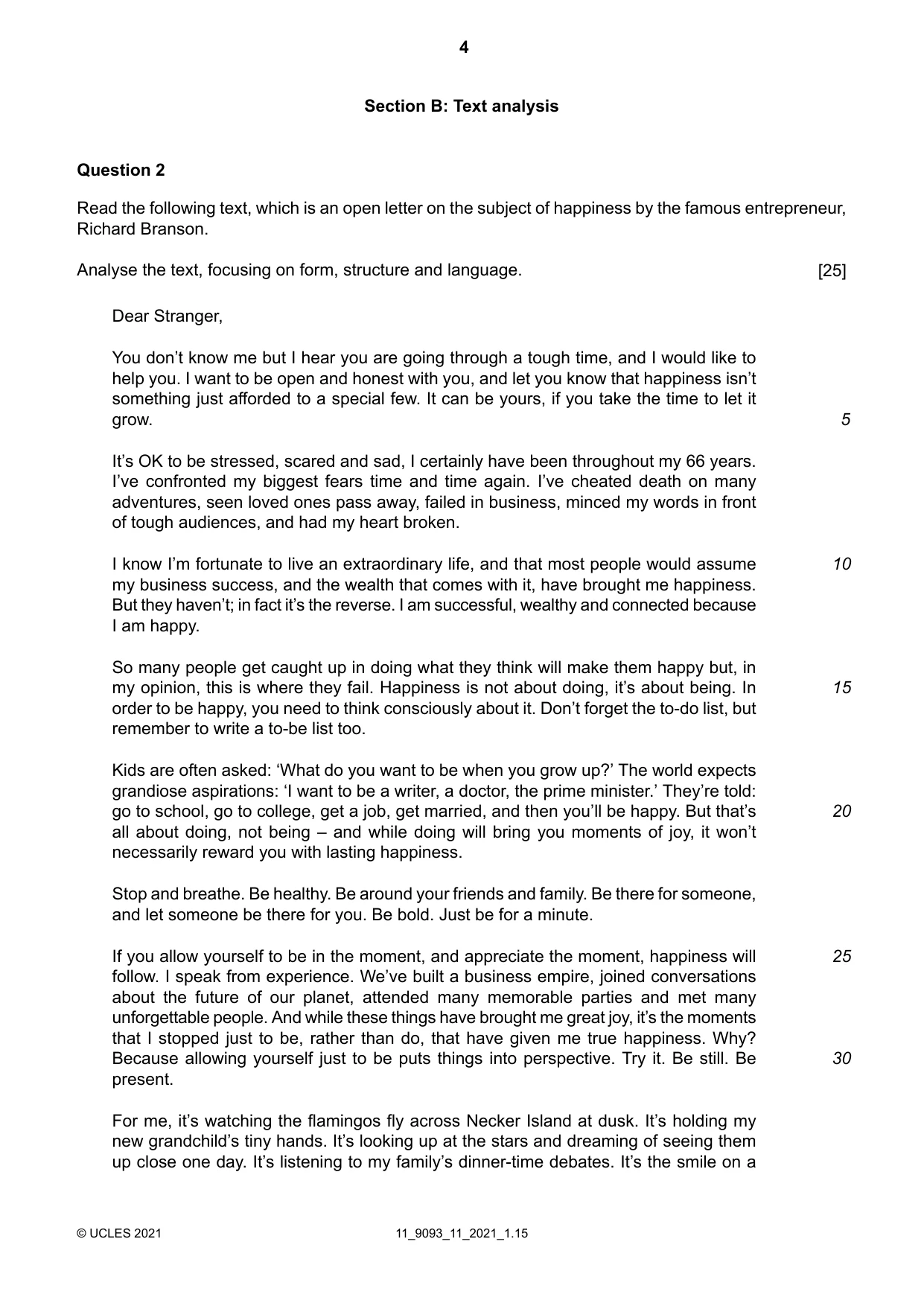 Cambridge A Level English - Language AS and A Level (from 2014) 9093 2021 Oct/Nov Paper 1 · Variant 1 question paper, page 4 of 8