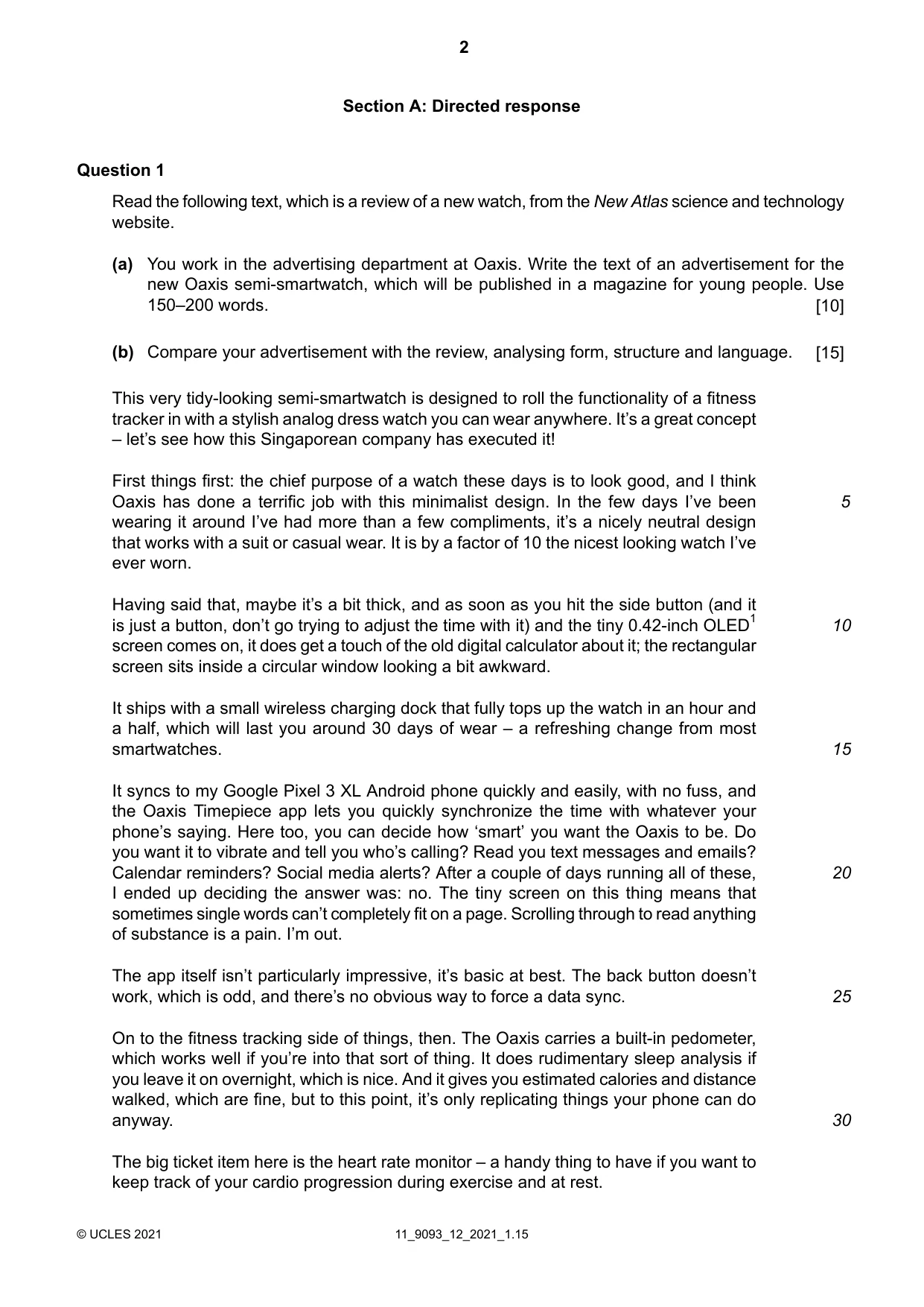Cambridge A Level English - Language AS and A Level (from 2014) 9093 2021 Oct/Nov Paper 1 · Variant 2 question paper, page 2 of 8