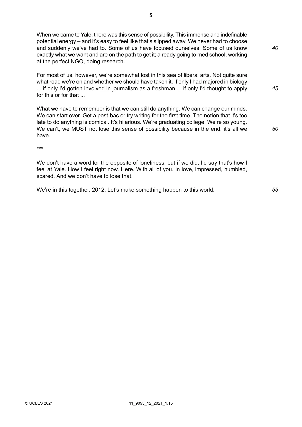 Cambridge A Level English - Language AS and A Level (from 2014) 9093 2021 Oct/Nov Paper 1 · Variant 2 question paper, page 5 of 8