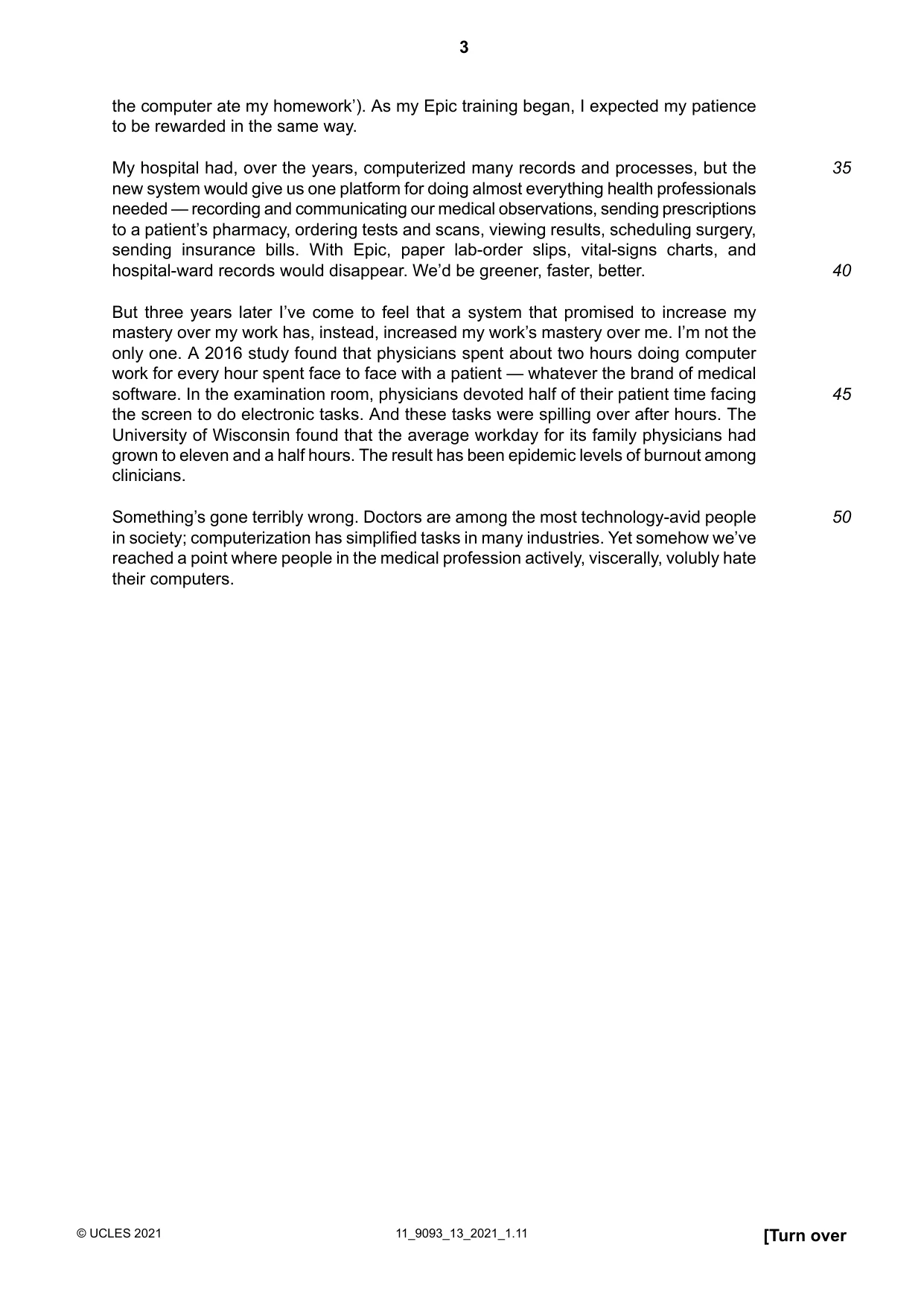 Cambridge A Level English - Language AS and A Level (from 2014) 9093 2021 Oct/Nov Paper 1 · Variant 3 question paper, page 3 of 8