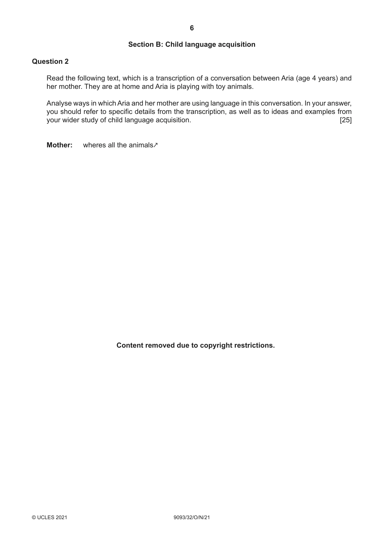 Cambridge A Level English - Language AS and A Level (from 2014) 9093 2021 Oct/Nov Paper 3 · Variant 2 question paper, page 6 of 8