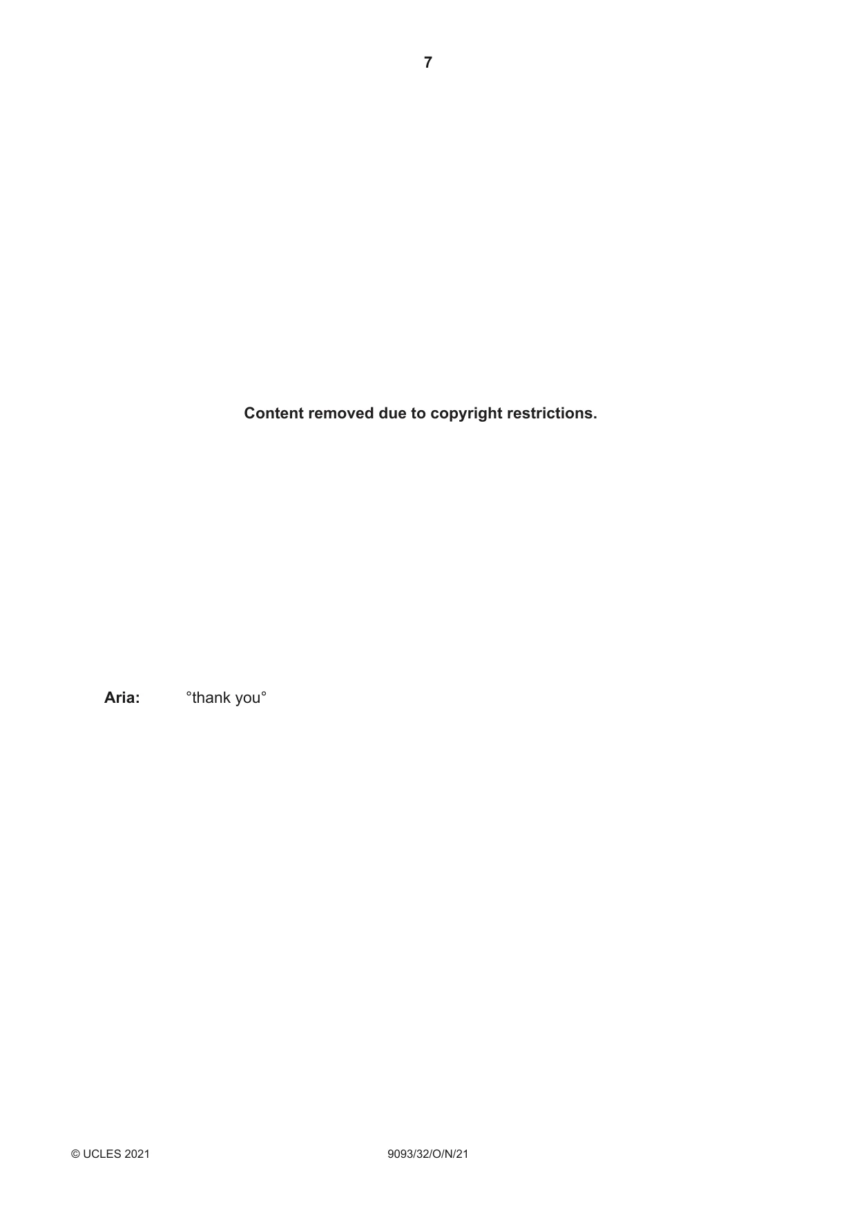 Cambridge A Level English - Language AS and A Level (from 2014) 9093 2021 Oct/Nov Paper 3 · Variant 2 question paper, page 7 of 8