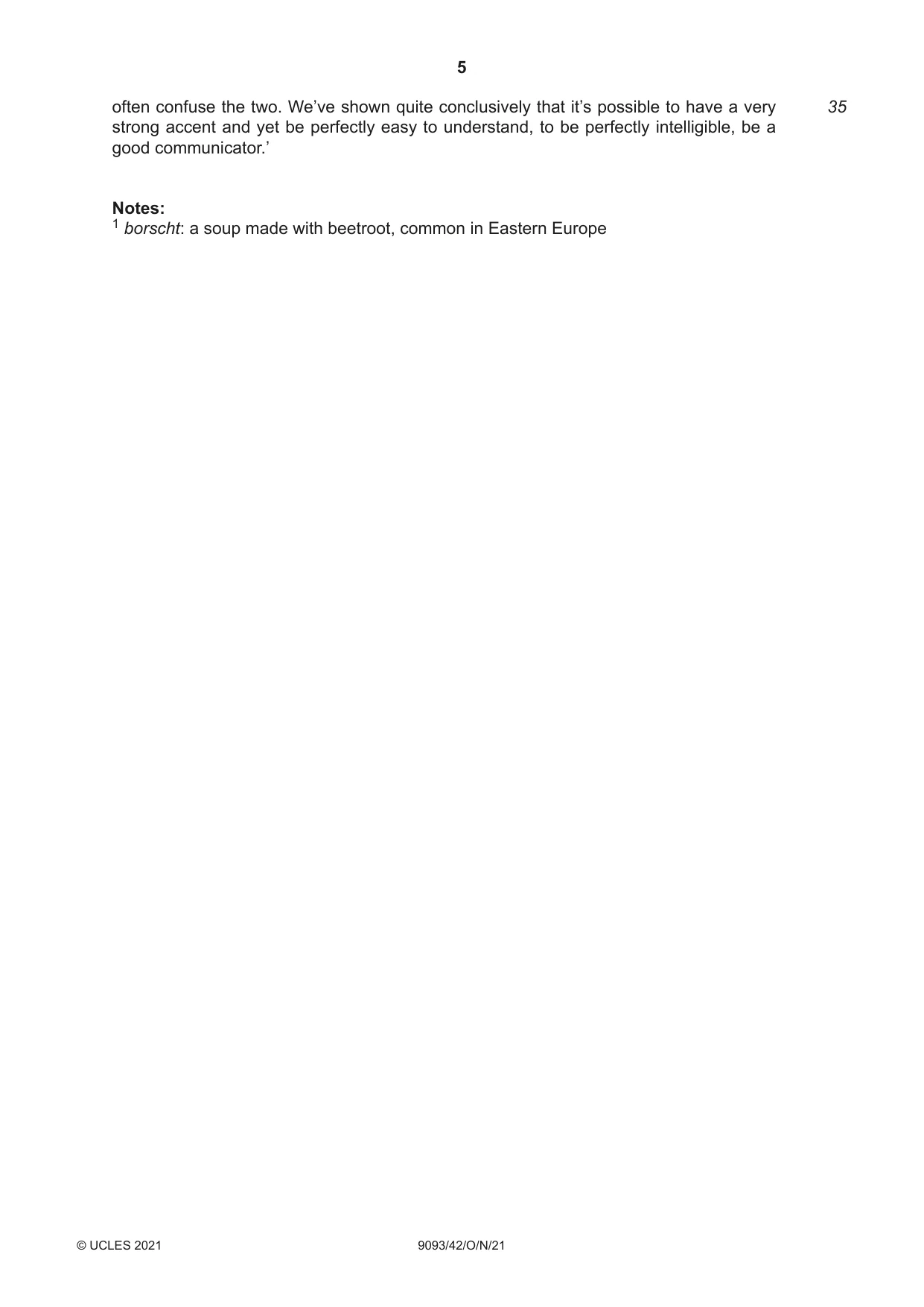 Cambridge A Level English - Language AS and A Level (from 2014) 9093 2021 Oct/Nov Paper 4 · Variant 2 question paper, page 5 of 8