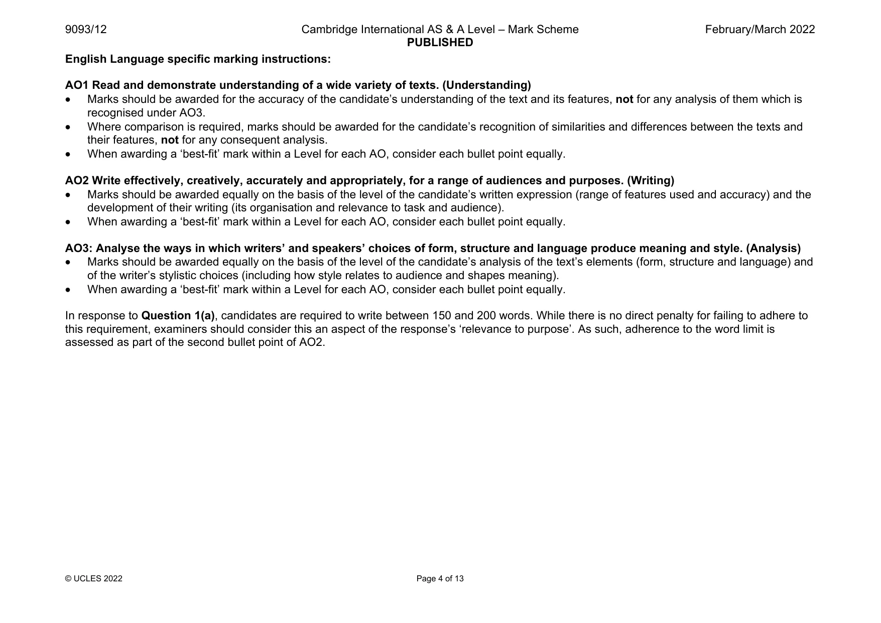 Mark scheme, page 4 of 13