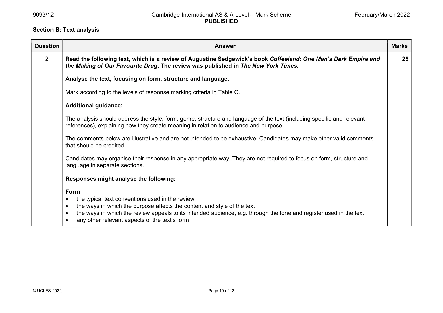 Mark scheme, page 10 of 13