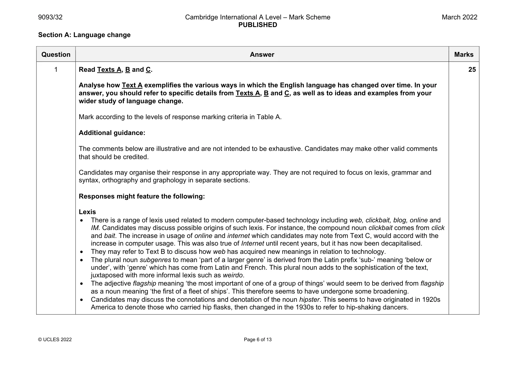 Mark scheme, page 6 of 13