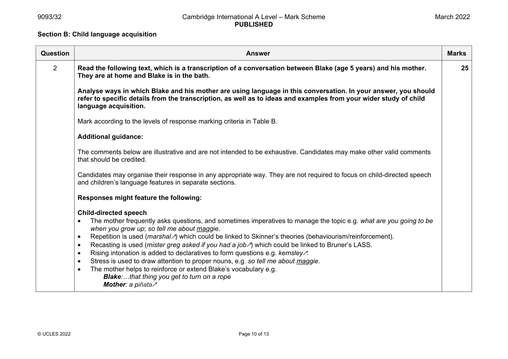 Mark scheme, page 10 of 13