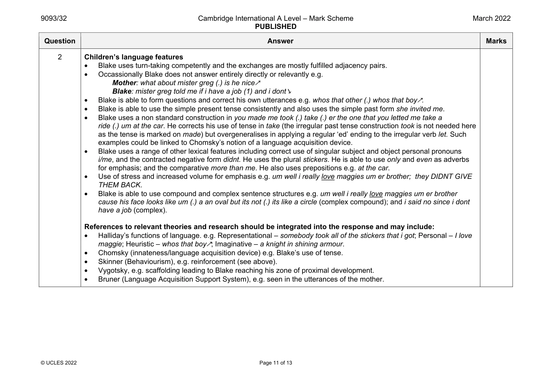 Mark scheme, page 11 of 13