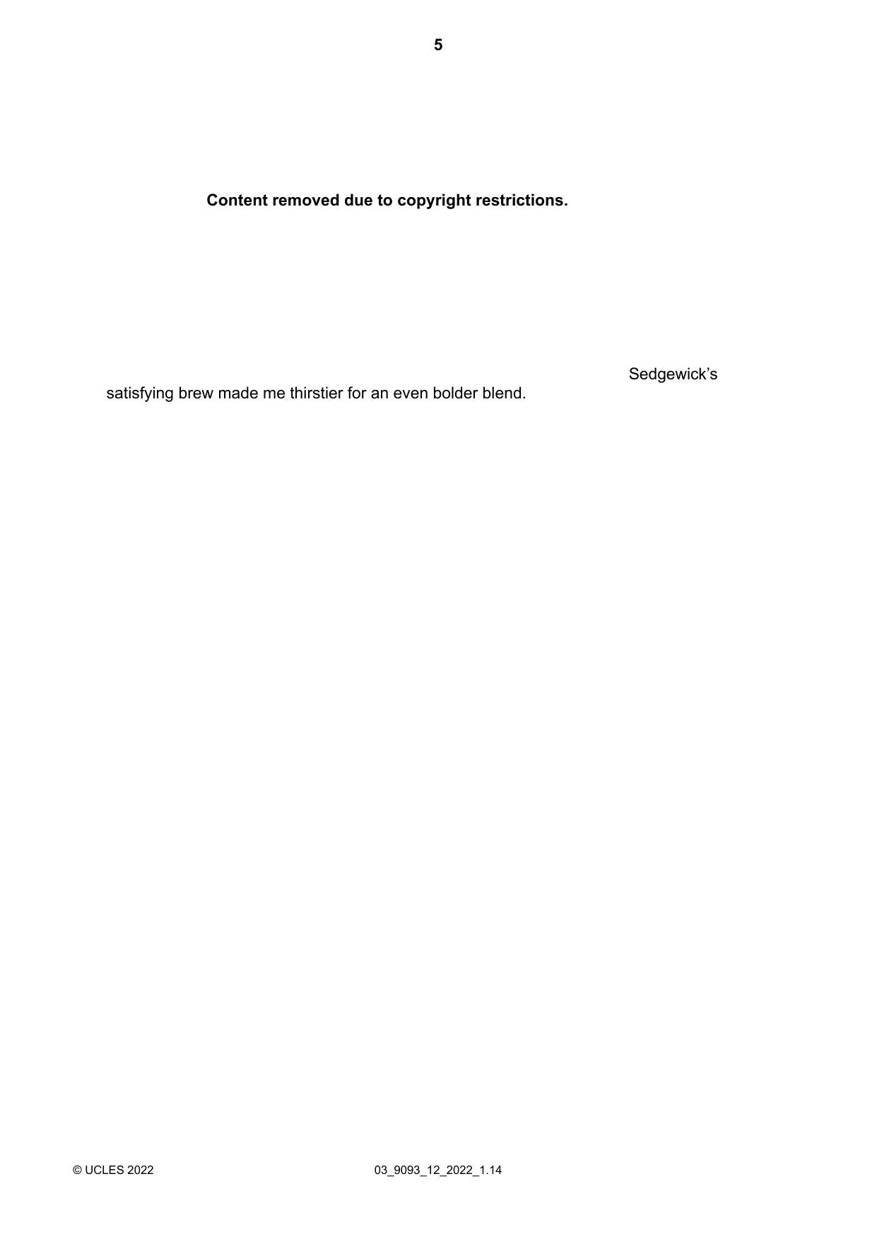 Cambridge A Level English - Language AS and A Level (from 2014) 9093 2022 Feb/March Paper 1 · Variant 2 question paper, page 5 of 8