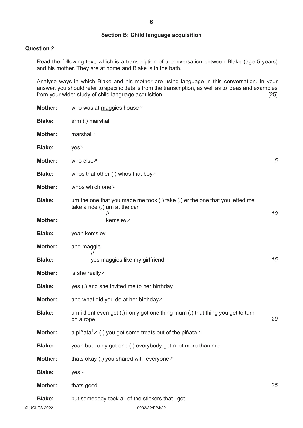 Cambridge A Level English - Language AS and A Level (from 2014) 9093 2022 Feb/March Paper 3 · Variant 2 question paper, page 6 of 8