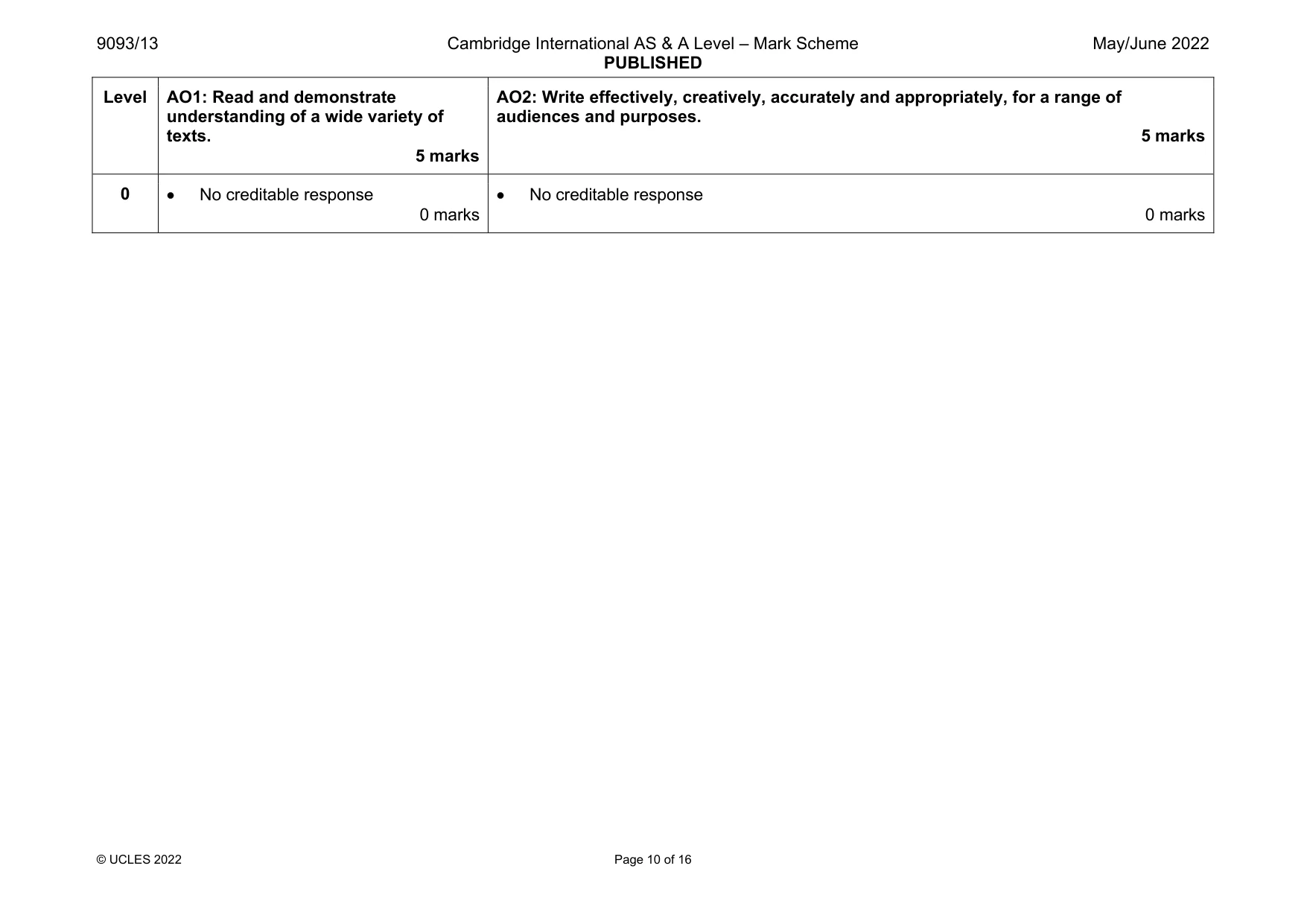 Mark scheme, page 10 of 16