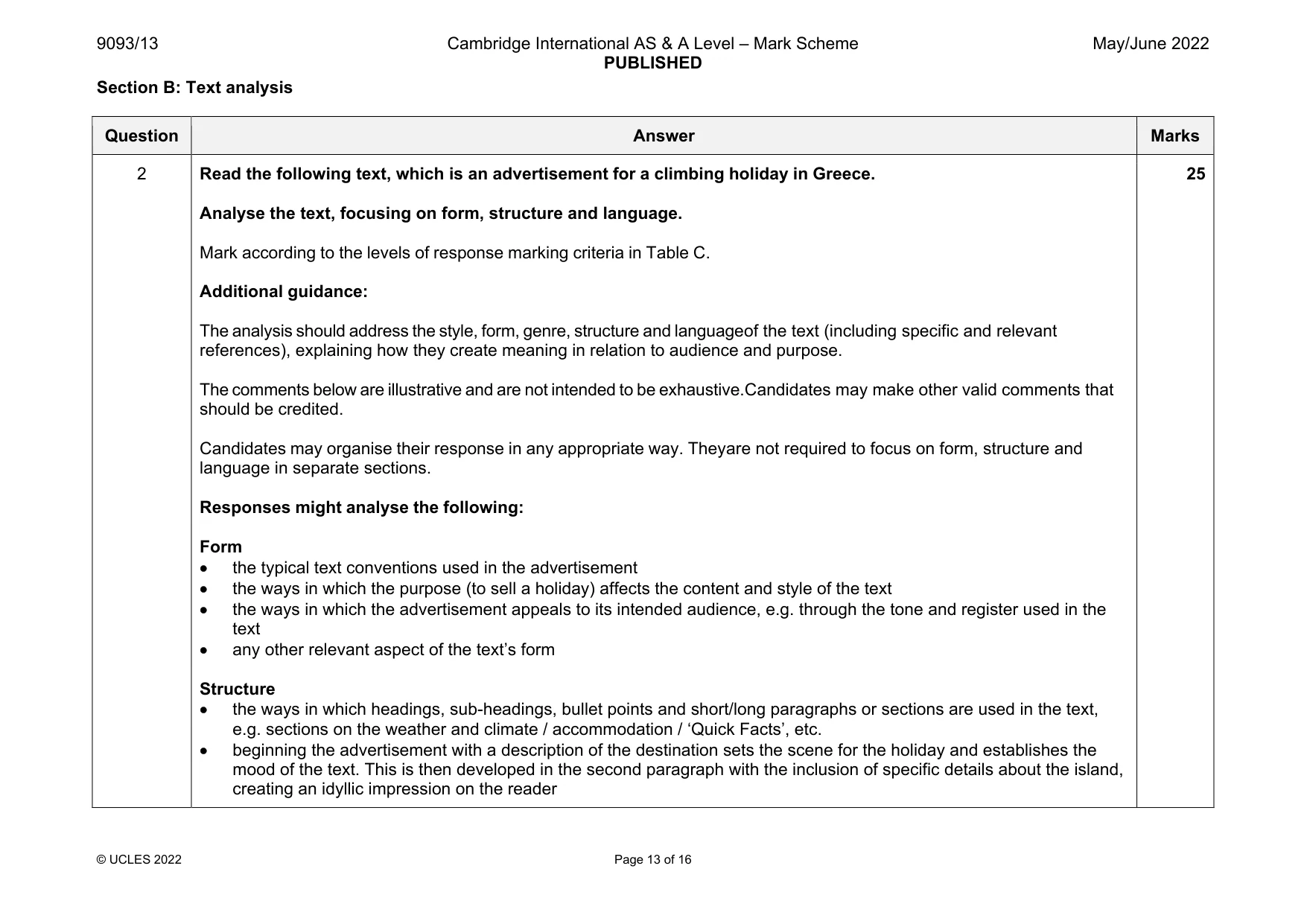 Mark scheme, page 13 of 16
