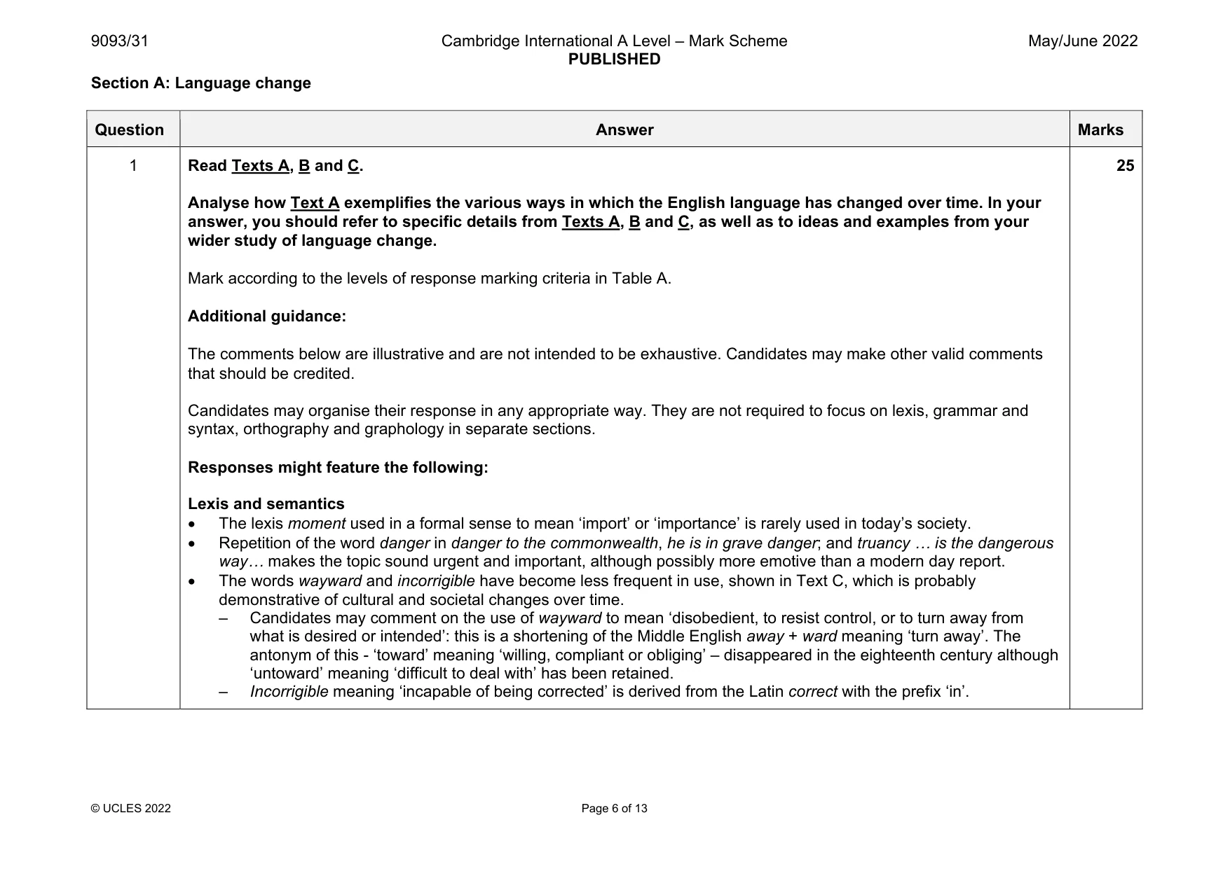 Mark scheme, page 6 of 13