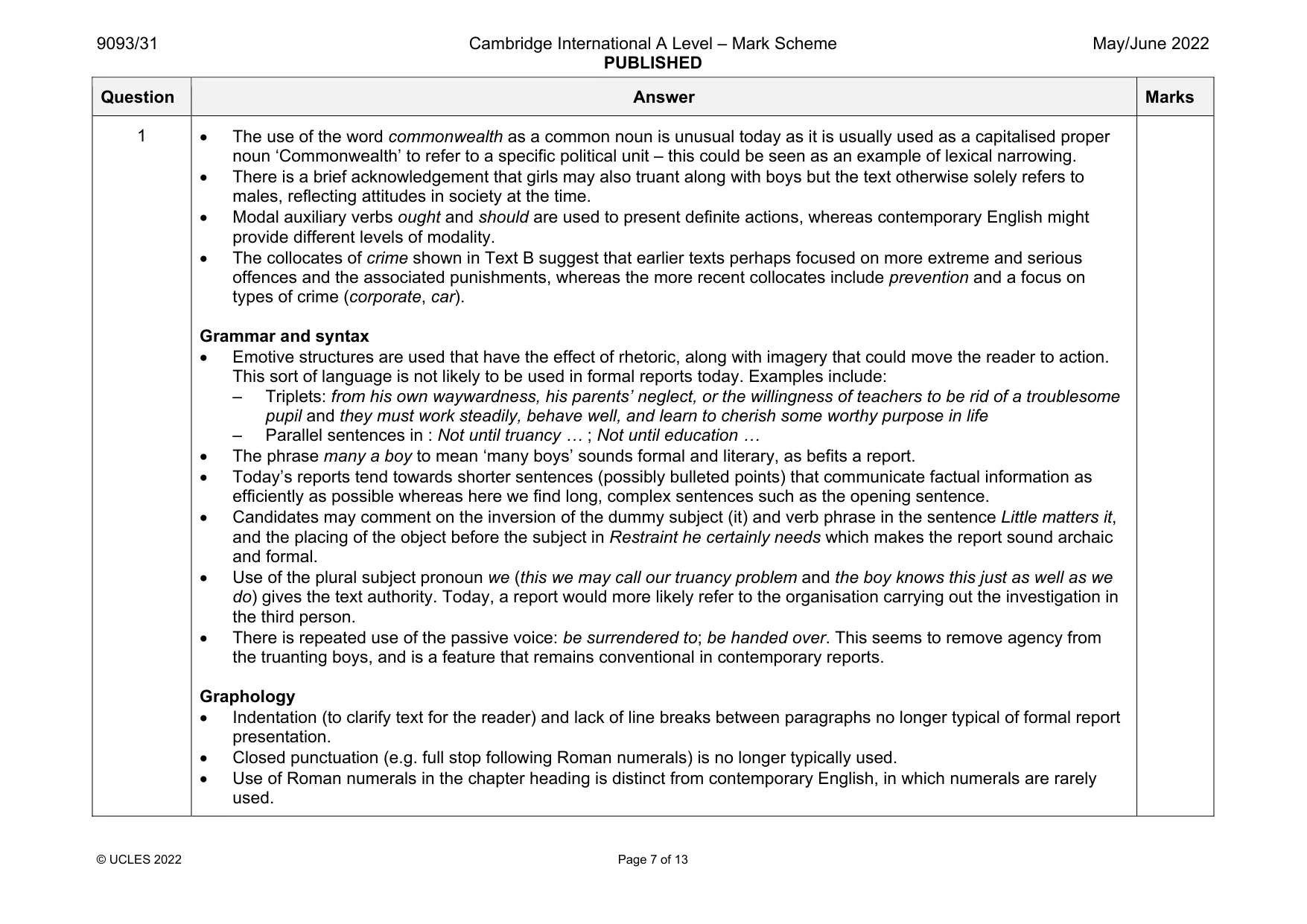 Mark scheme, page 7 of 13