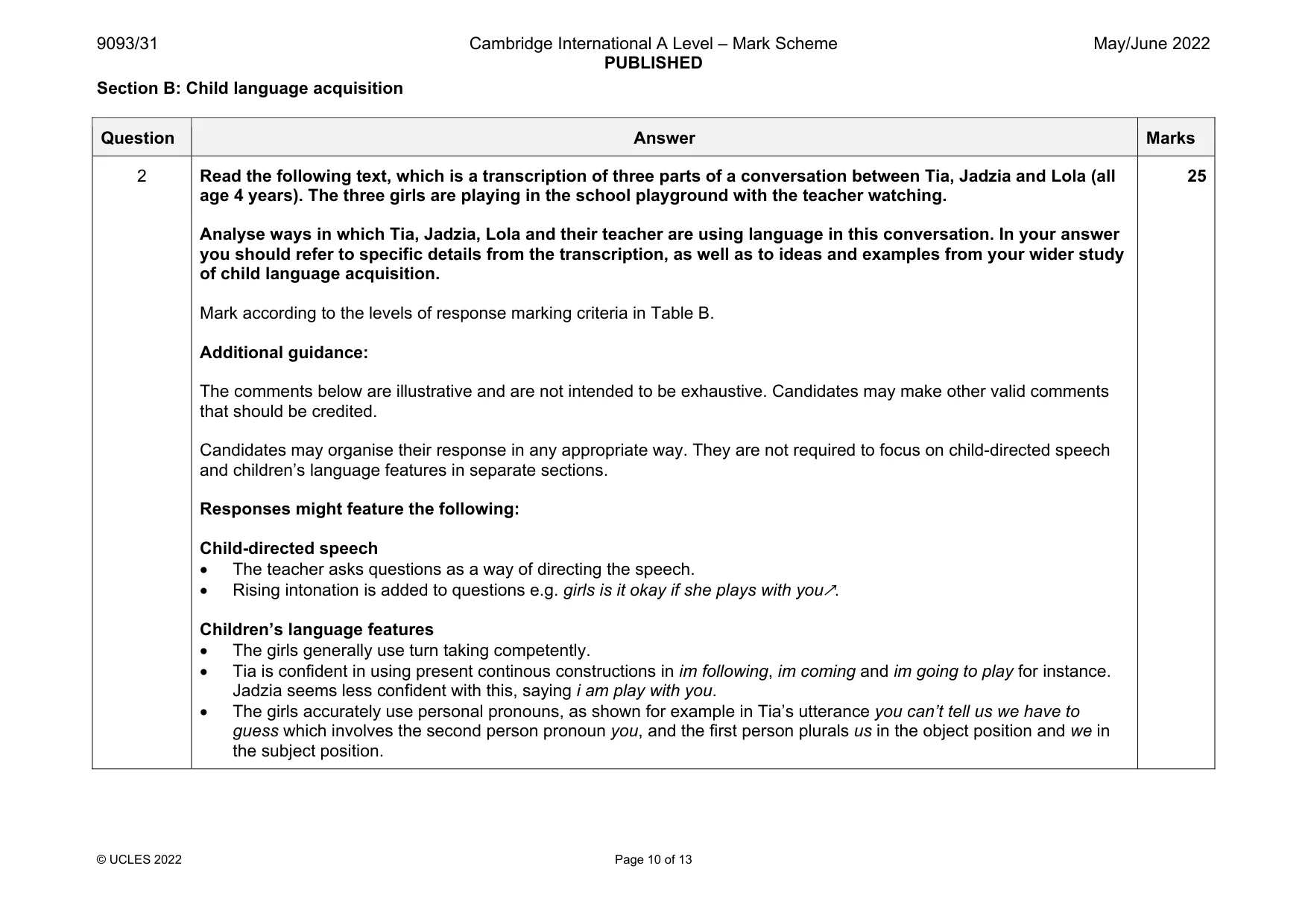 Mark scheme, page 10 of 13