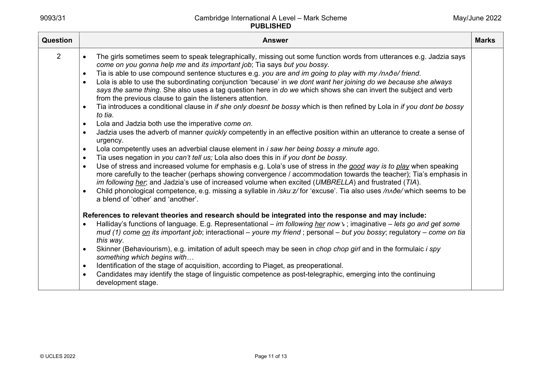 Mark scheme, page 11 of 13