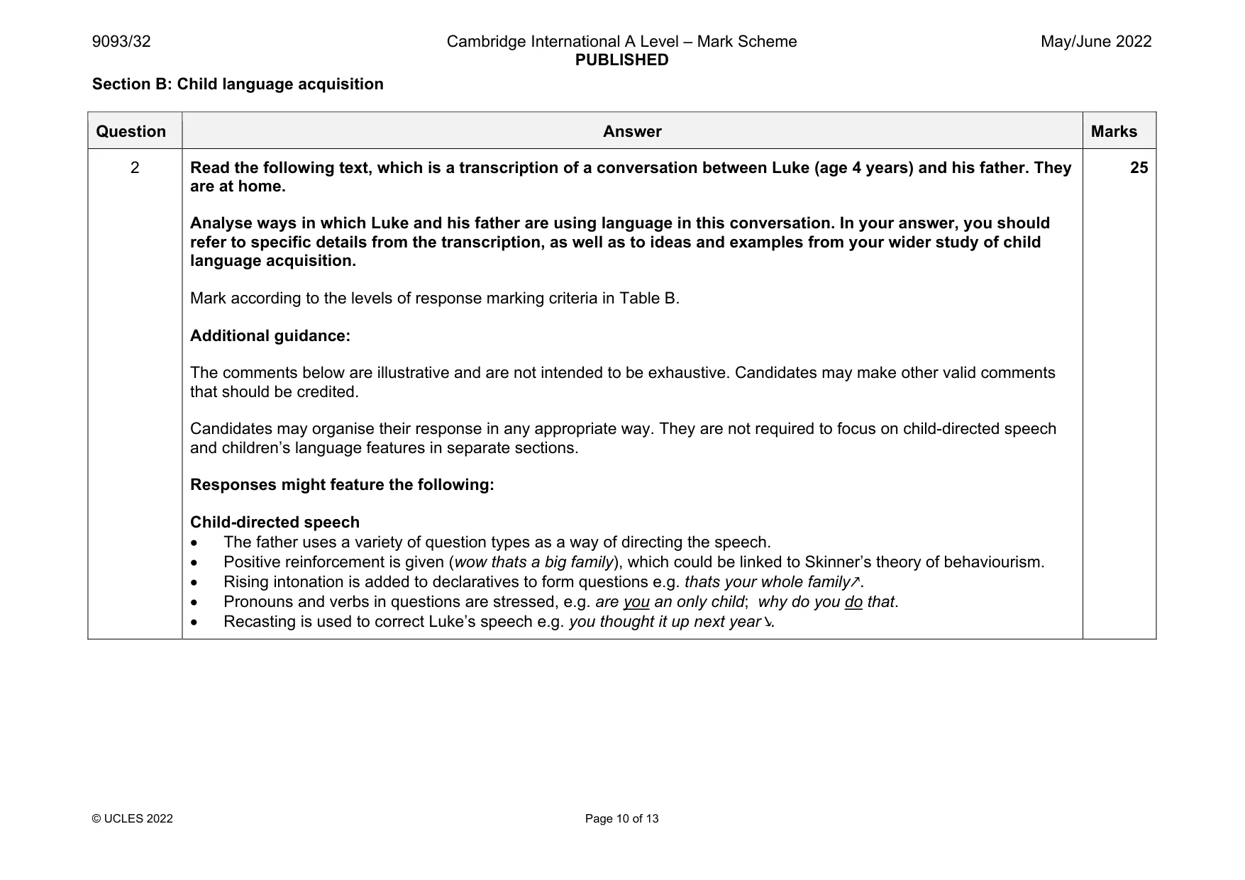 Mark scheme, page 10 of 13