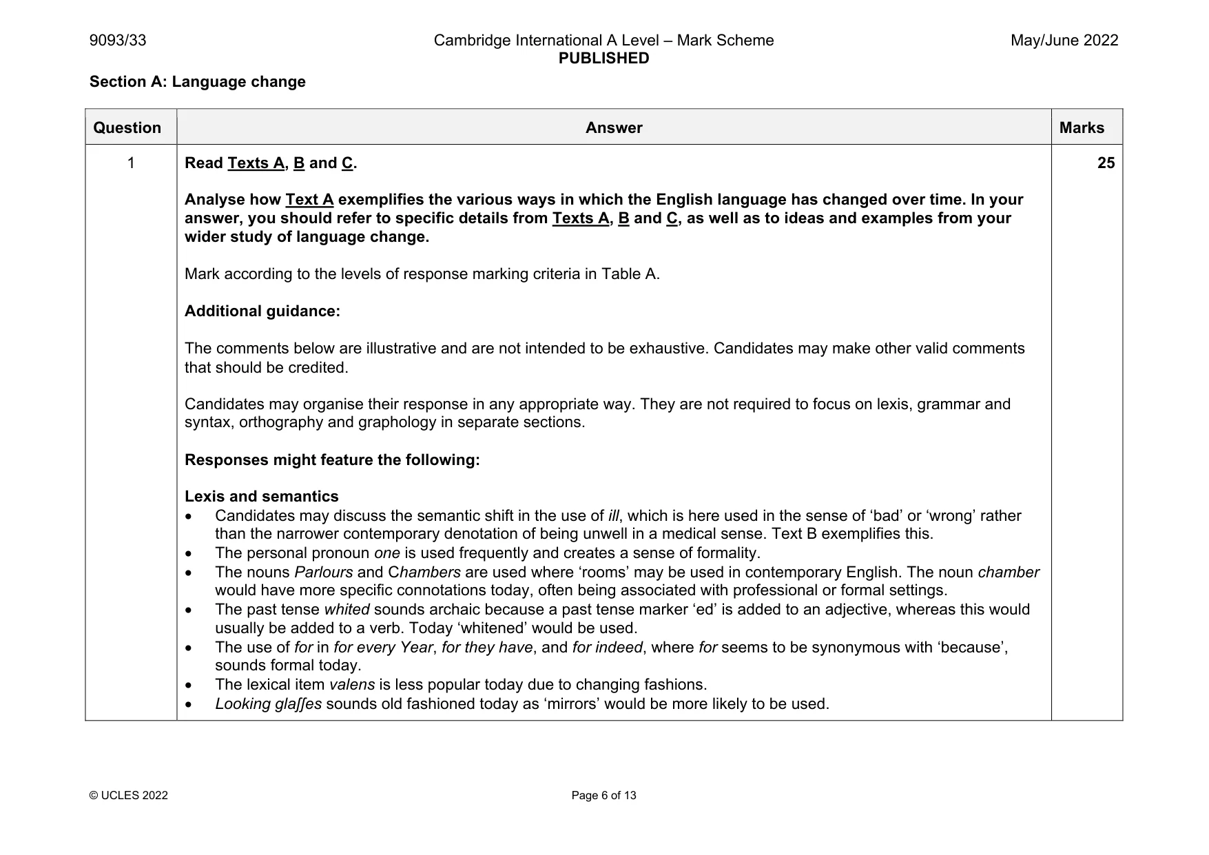 Mark scheme, page 6 of 13