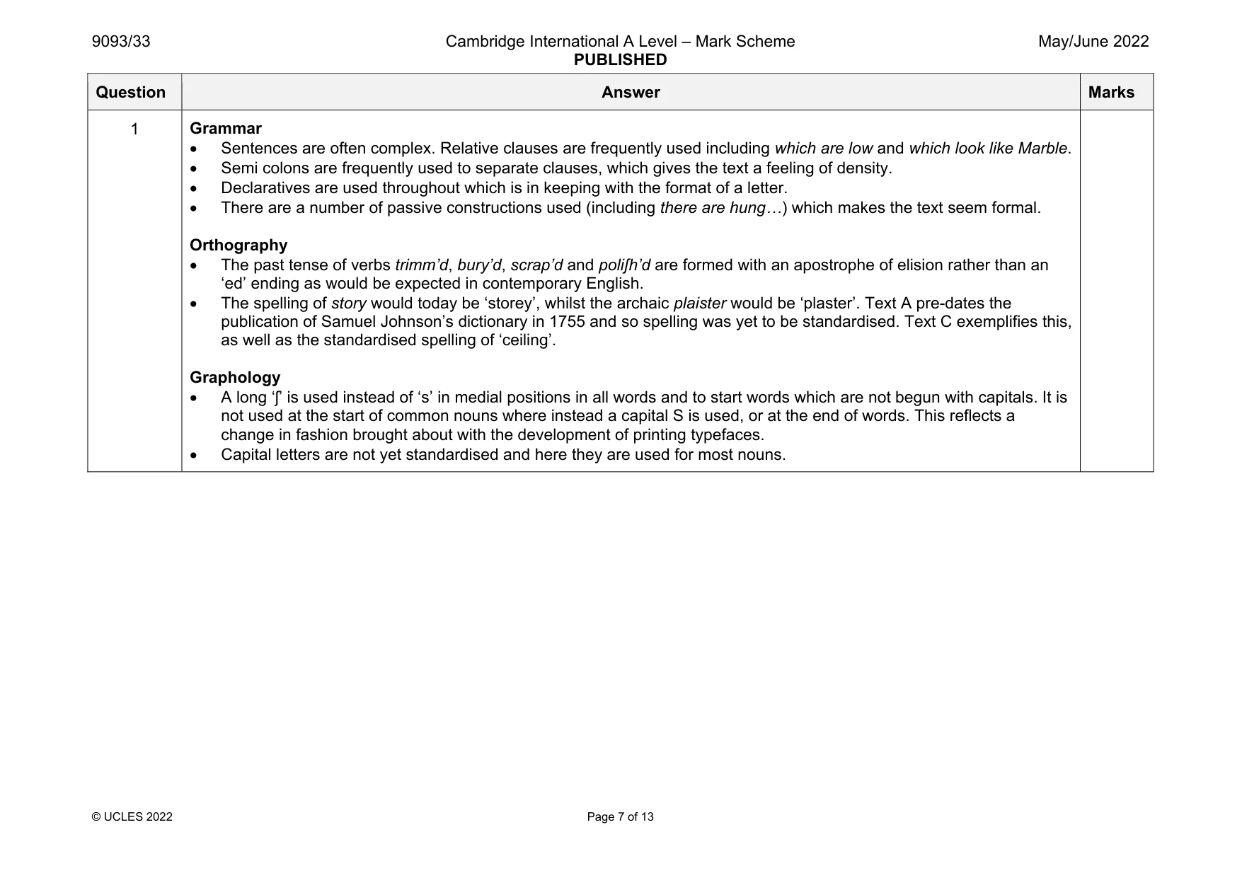 Mark scheme, page 7 of 13