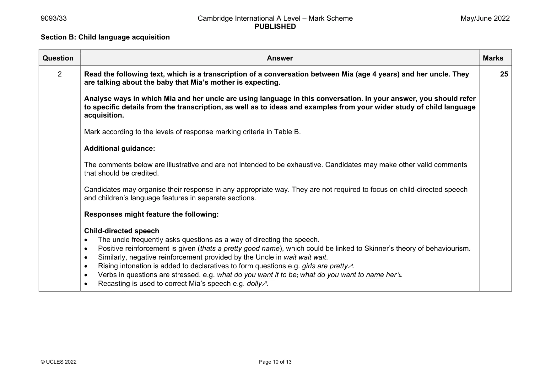 Mark scheme, page 10 of 13