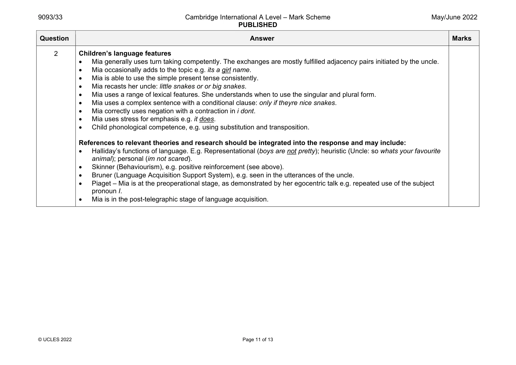 Mark scheme, page 11 of 13