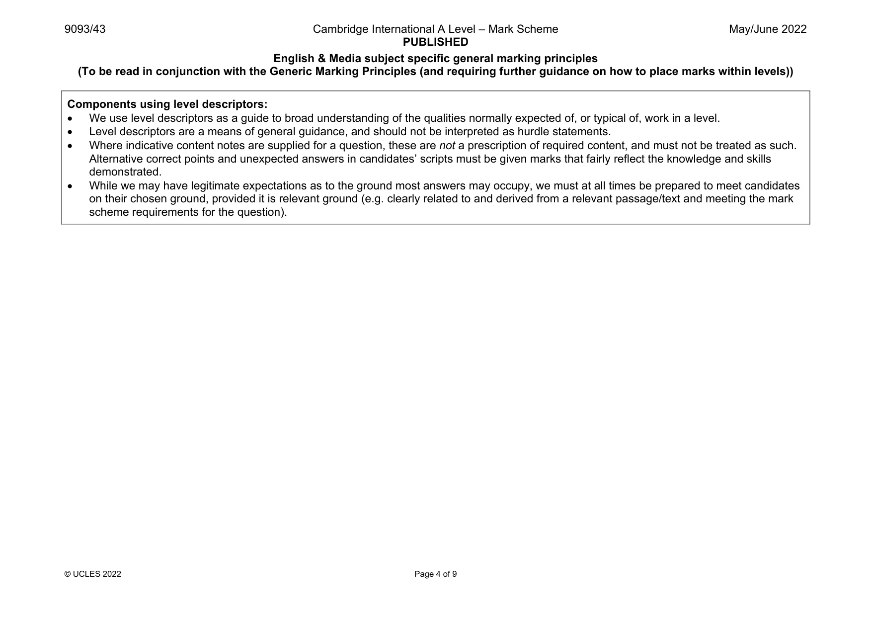 Mark scheme, page 4 of 9