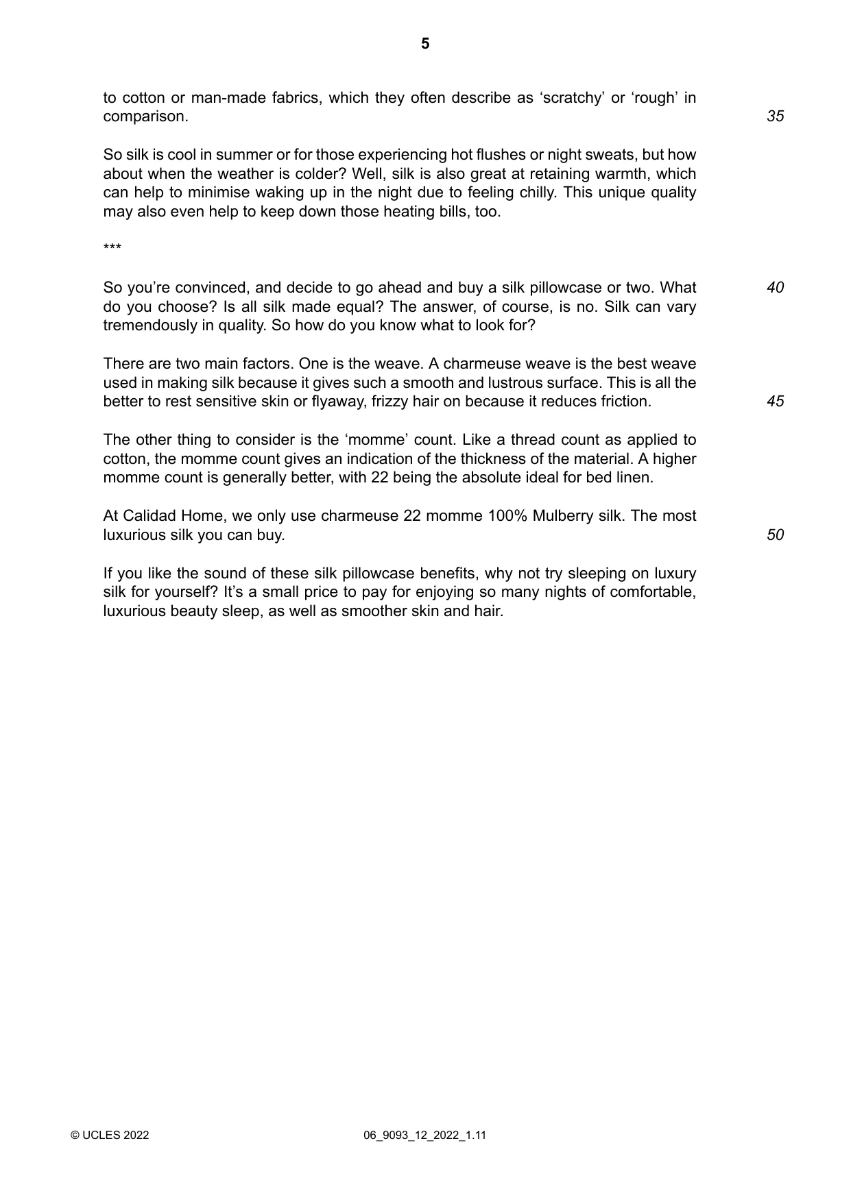 Cambridge A Level English - Language AS and A Level (from 2014) 9093 2022 May/June Paper 1 · Variant 2 question paper, page 5 of 8