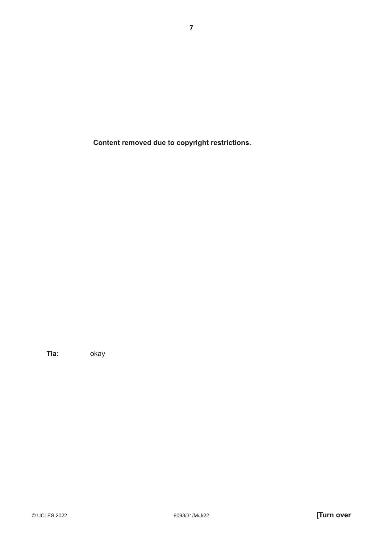 Cambridge A Level English - Language AS and A Level (from 2014) 9093 2022 May/June Paper 3 · Variant 1 question paper, page 7 of 8