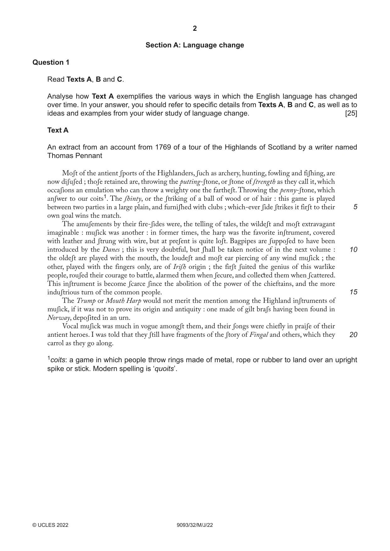 Cambridge A Level English - Language AS and A Level (from 2014) 9093 2022 May/June Paper 3 · Variant 2 question paper, page 2 of 8